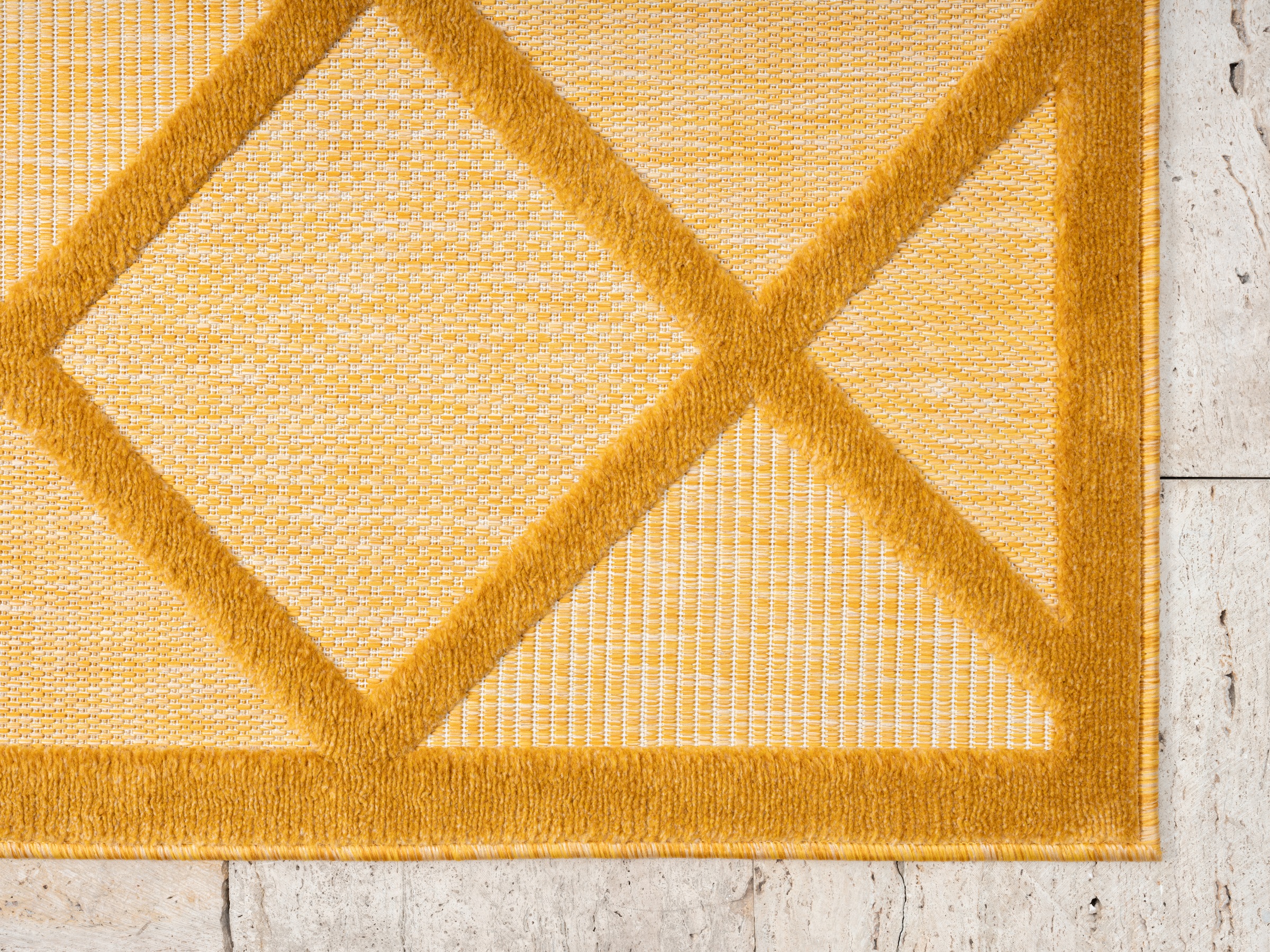 Myflair Möbel & Accessoires Teppich »Amara Lagerräumung«, rechteckig, 8 mm Höhe, Uni Farben, Hoch-Tief Effekt, Outdoor geeignet, Balkon, Terrasse