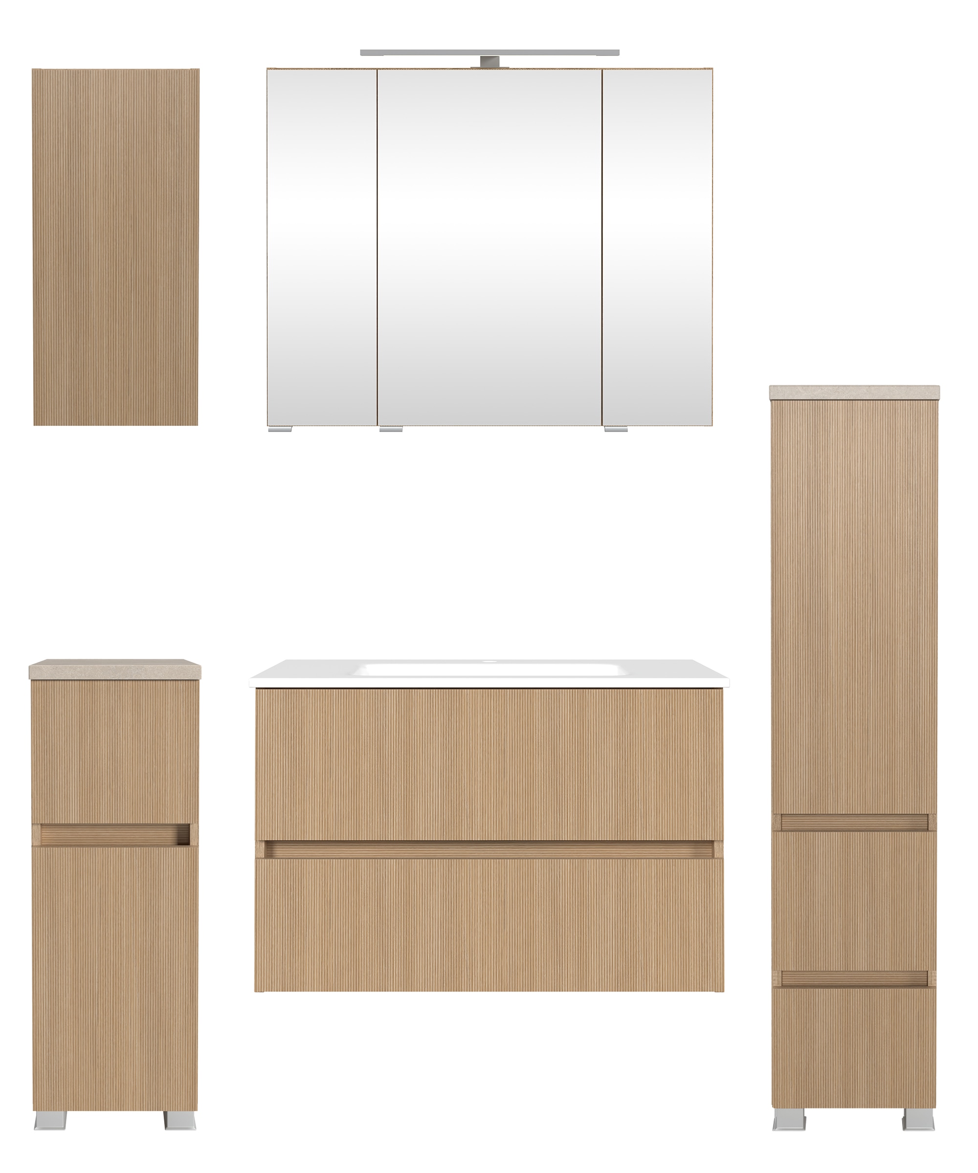 welltime Badmöbel-Set "Set 140 cm breit, Badmöbel mit LED-Beleuchtung", Hel günstig online kaufen