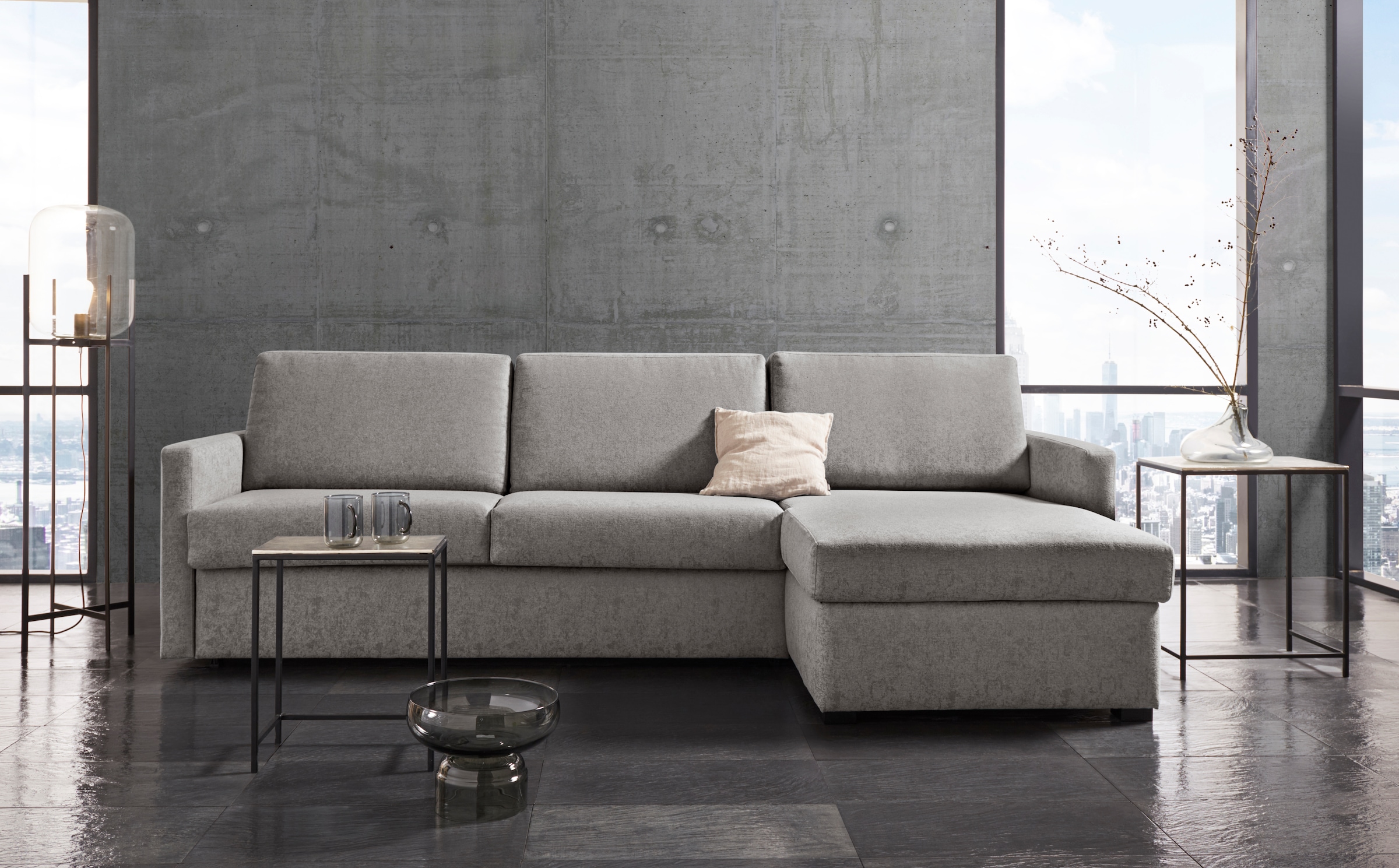 Places of Style Schlafsofa "GOLDPOINT Ecksofa 264 cm, Liegefläche (140/200cm), L-Form,", Bettfunktion, Bonell-Federkernm