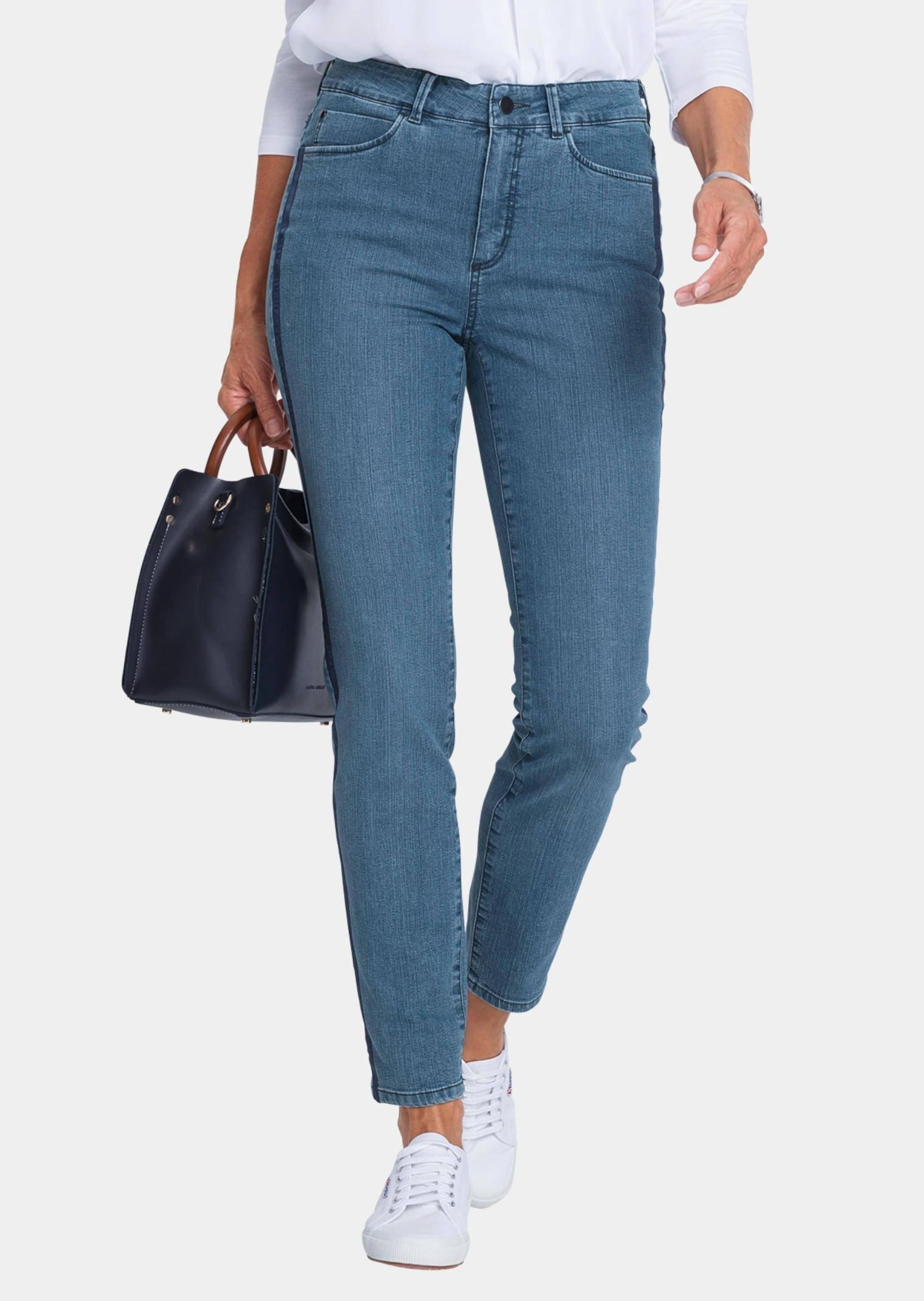 GOLDNER Regular-fit-Jeans »Jeanshose Angesagte Jeanshose mit farbenfrohem Galon«