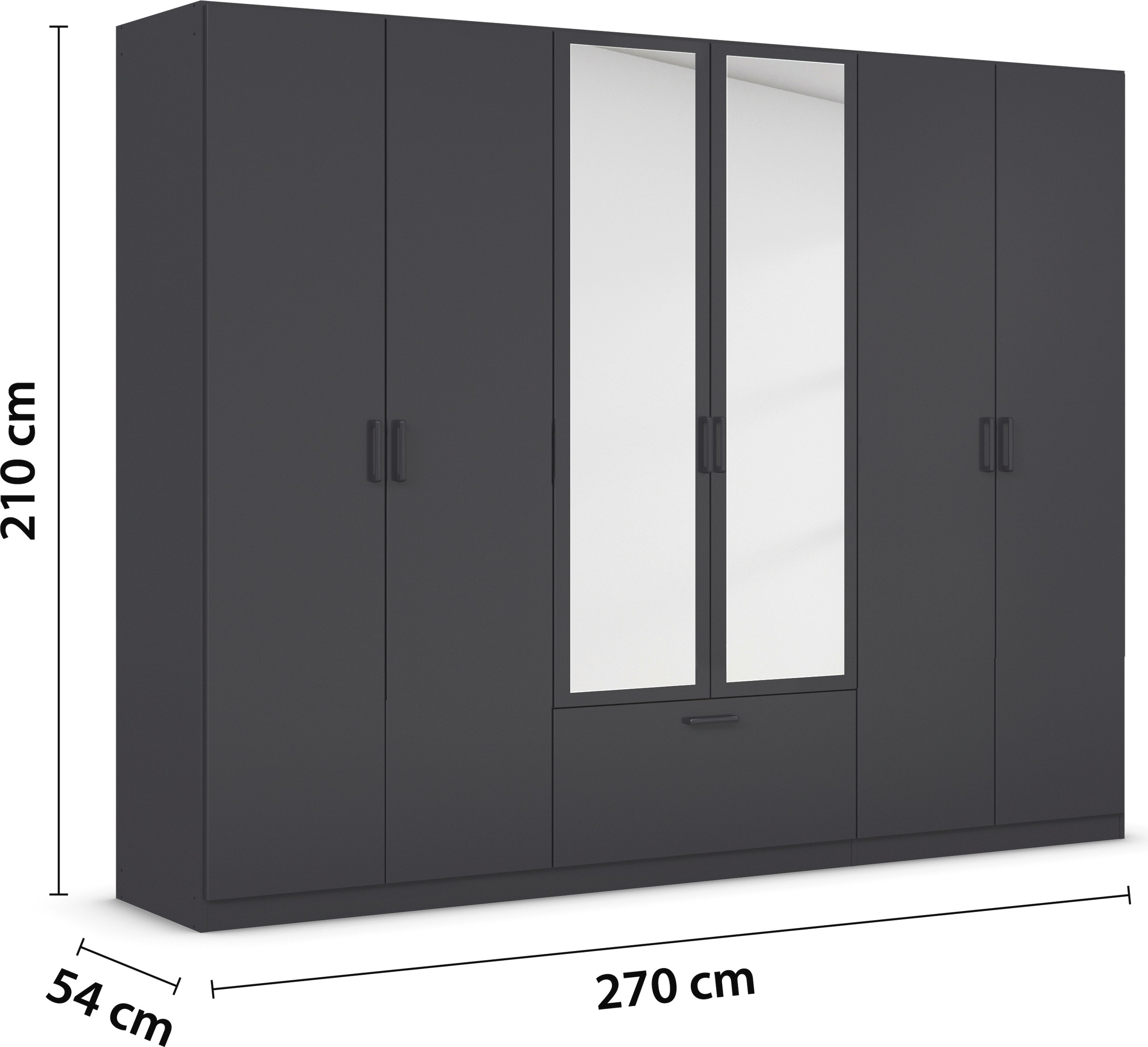 rauch Drehtürenschrank »Kleiderschrank Schrank Garderobe Wäscheschrank BARI mit Spiegel«, mit Schubasten mittig, moderner Griff in Graumetallic MADE IN GERMANY