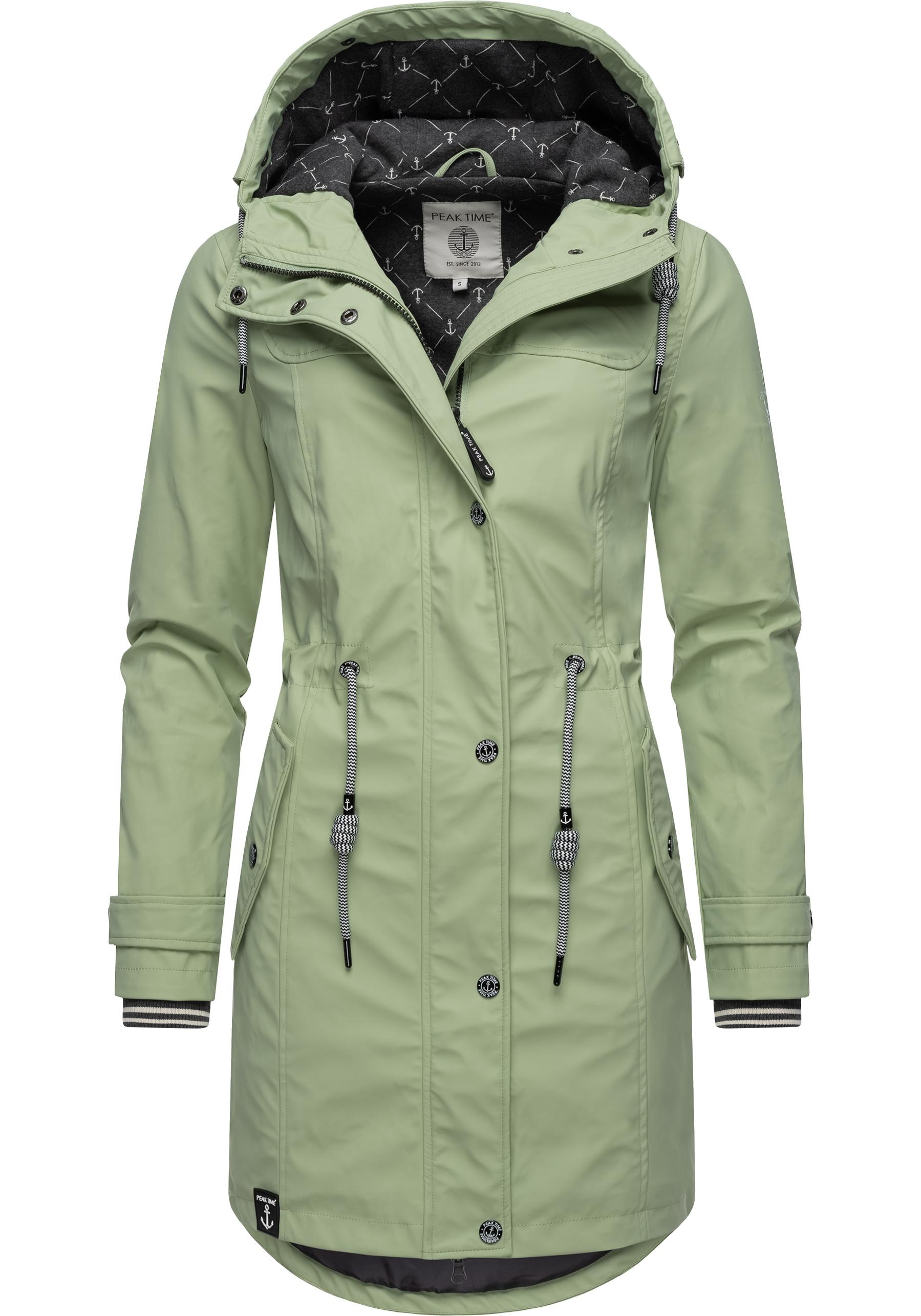 PEAK TIME Regenjacke "L60042", mit Kapuze, stylisch taillierter Regenmantel für Damen