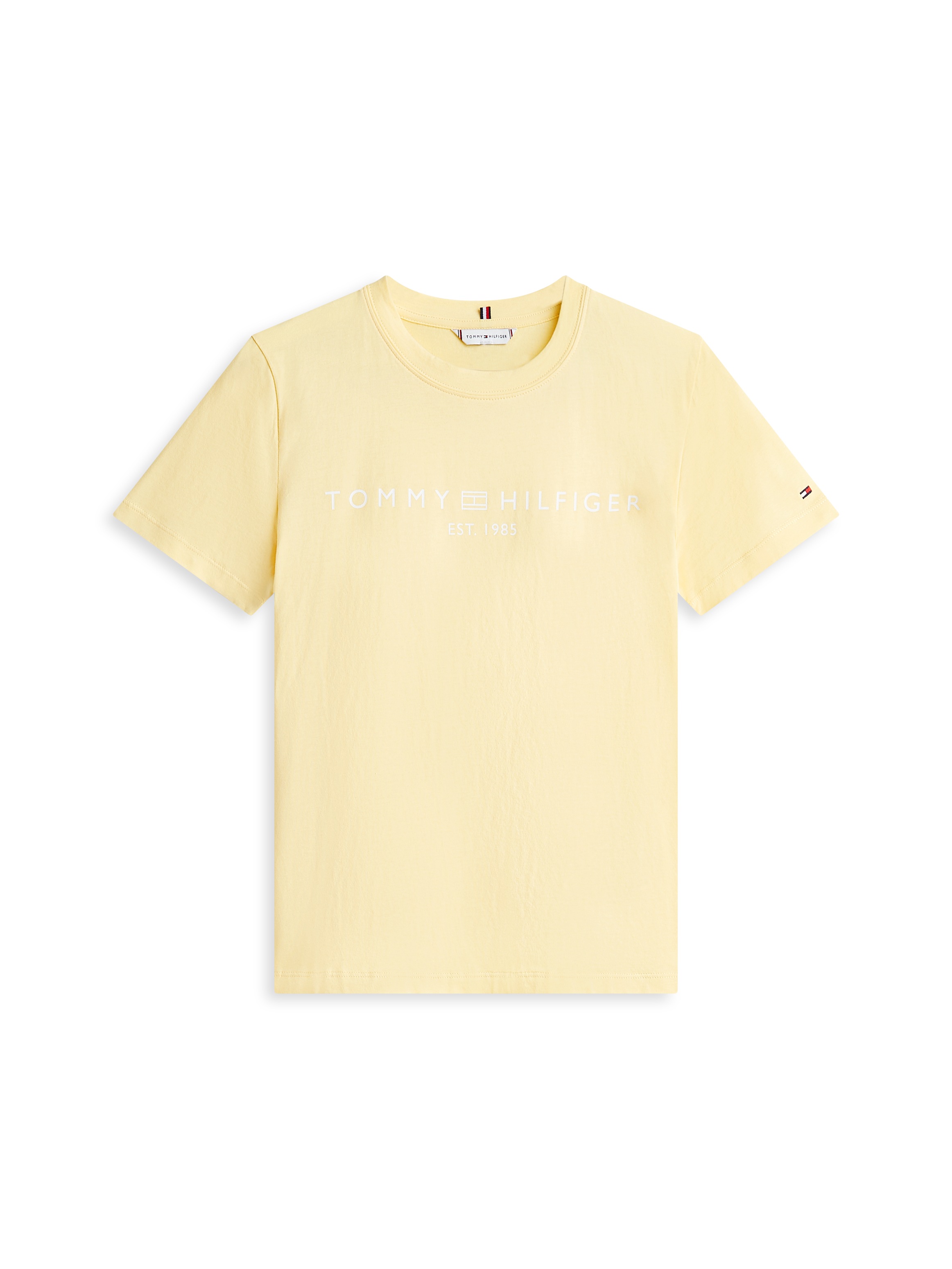 Tommy Hilfiger Kurzarmshirt »REG CORP LOGO C-NK mit Logoschriftzug und Stickerei« Baumwolle