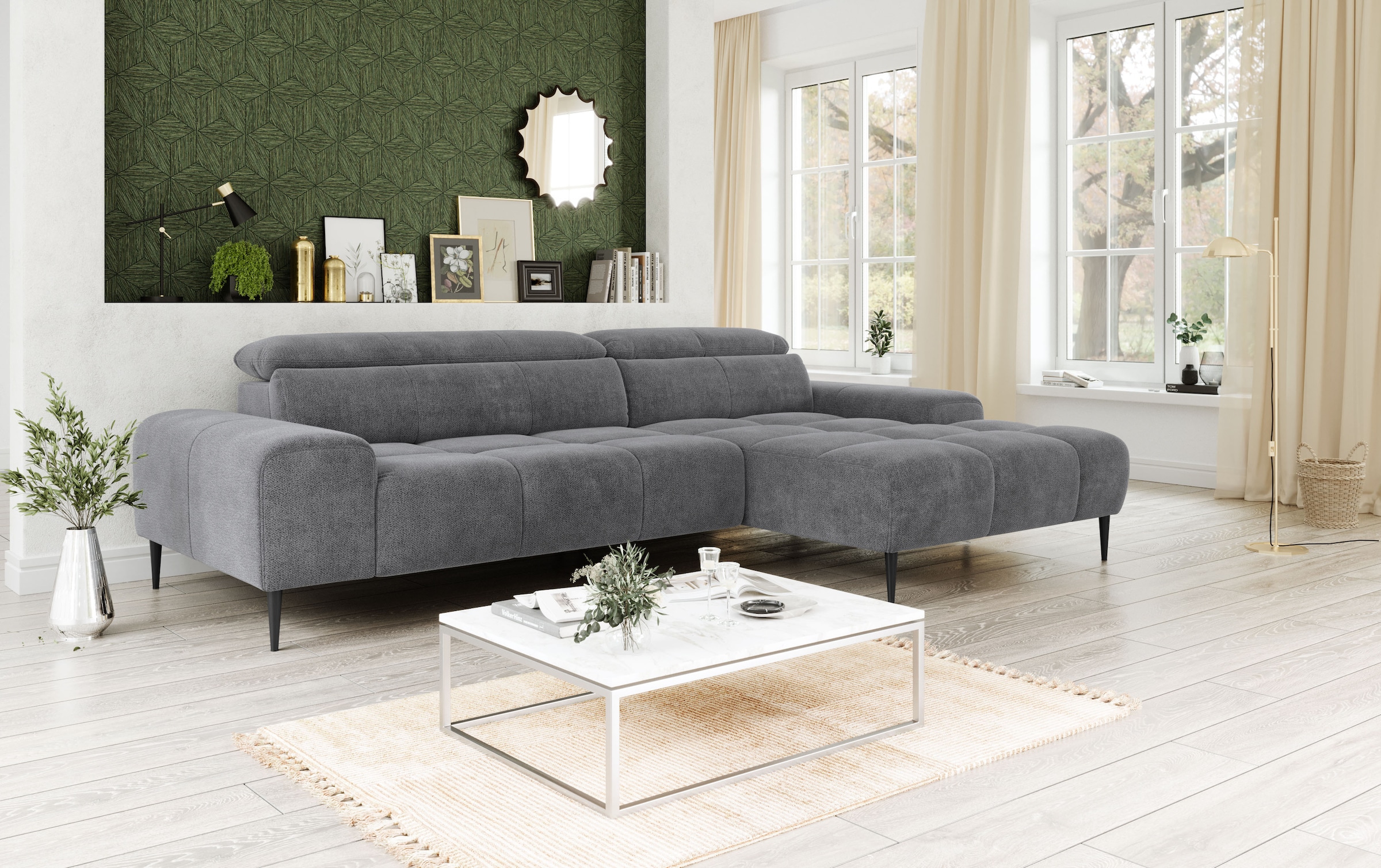 OTTO home Ecksofa "Theo L-Form, B: 290 cm" mit Kopfteilverstellung, optional Sitztiefenverstellung