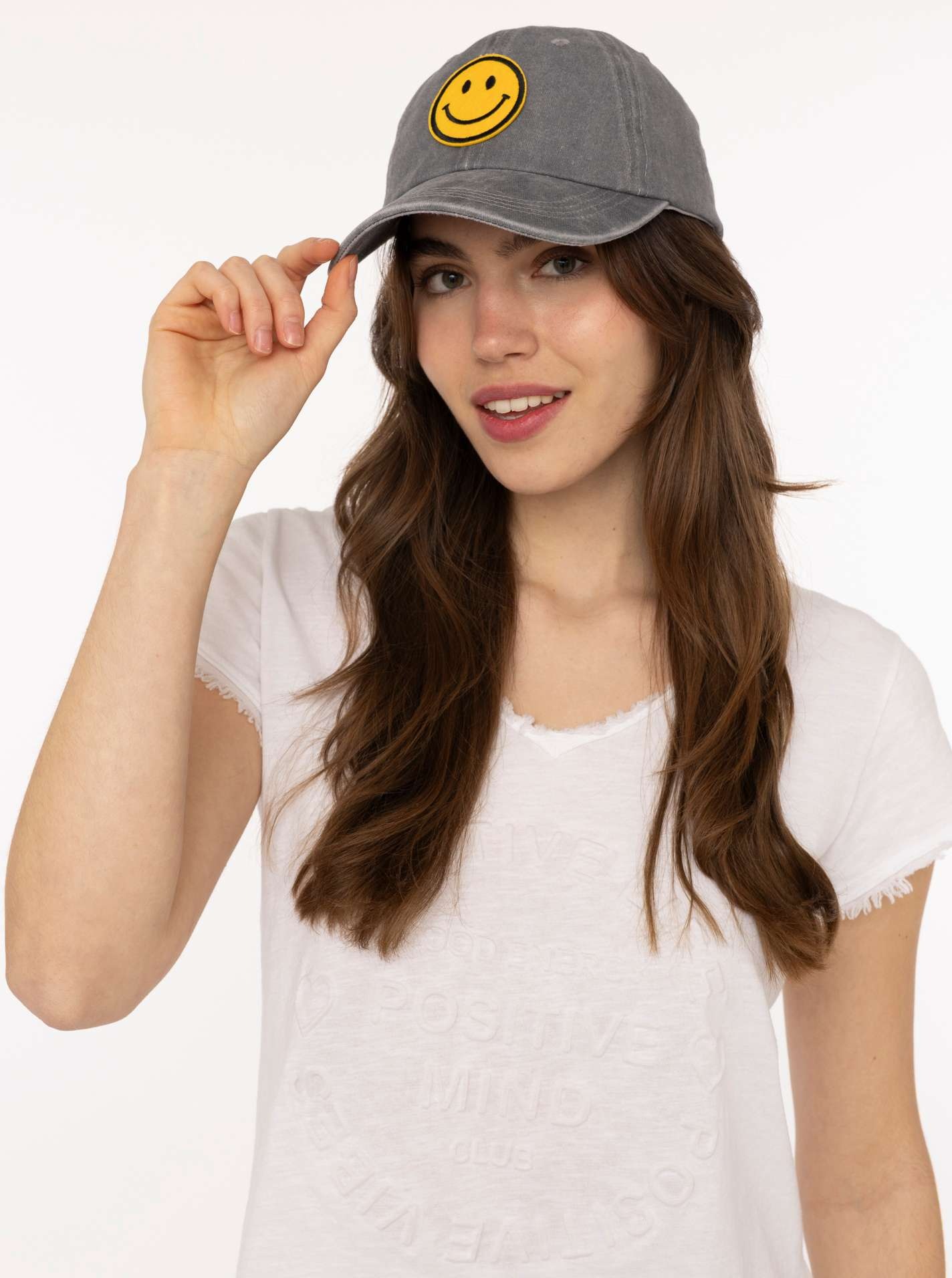 Zwillingsherz Baseball Cap ""Face"" mit fröhlichem Patch, justierbar günstig online kaufen