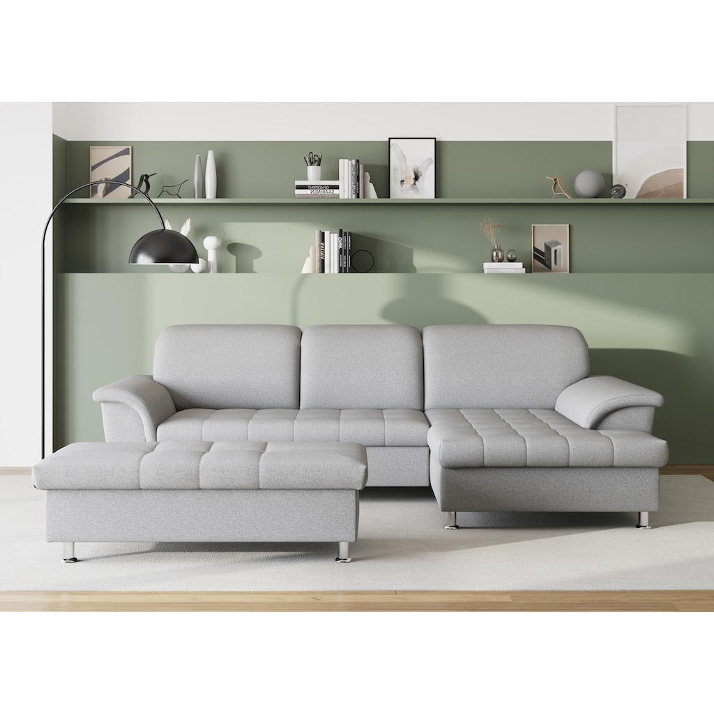 DOMO collection Ecksofa Franzi, wahlweise mit Bettfunktion, Bettkasten und Kopfteilverstellung