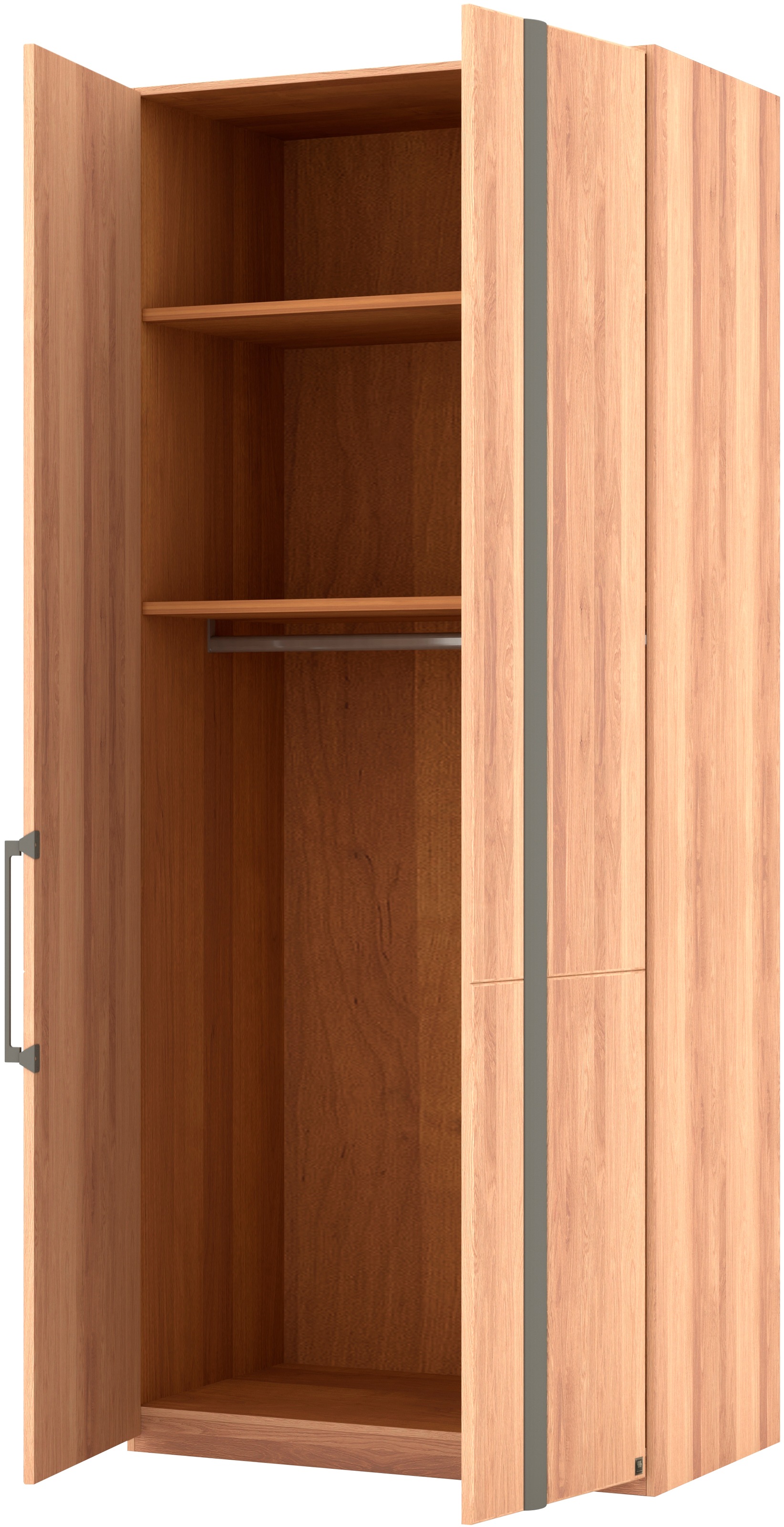 Musterring Kleiderschrank »Sorrent, Kleiderschrank, teilmassiv Eiche« mit Türdämpfern, in 5 Breiten & 2 Höhen, extra Böden, MADE IN GERMANY,  Türen in Eiche massiv mit Absetzung in Schiefer, verschiedene Maße