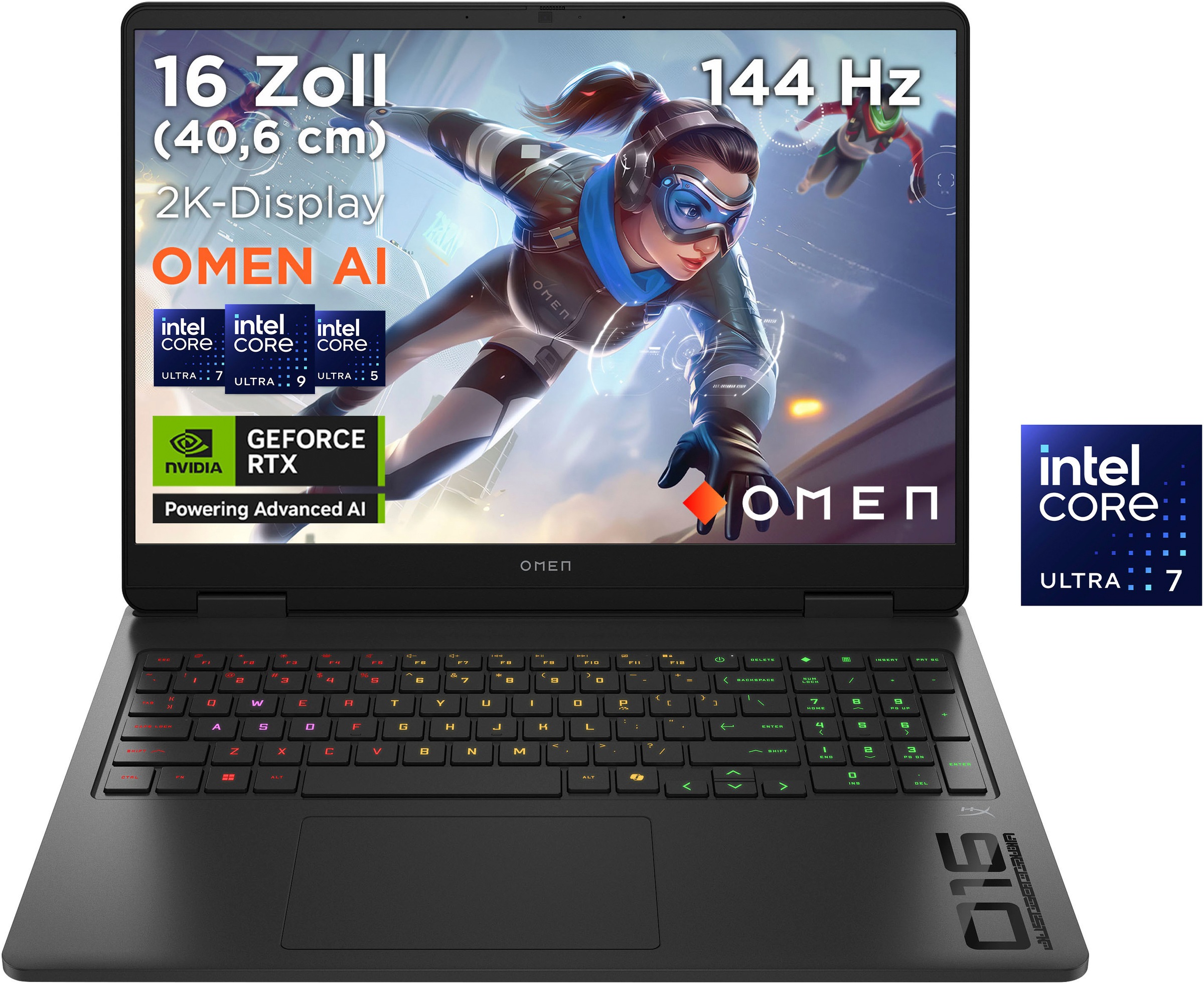 HP Gaming-Notebook "OMEN 16-am Intel", 24 GB RAM 2.000 GB SSD, Ultra 7, Windows 11 Homeshadow schwarz, Notebooks