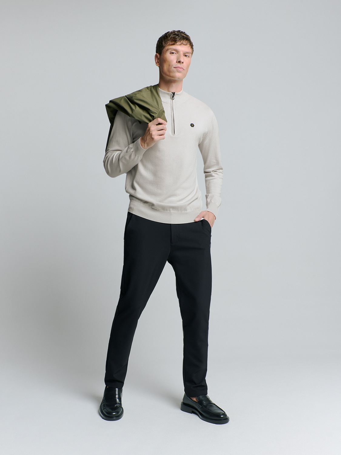 NO EXCESS Rundhalspullover »No Excess Sweatshirt mit halbem Reißverschluss«