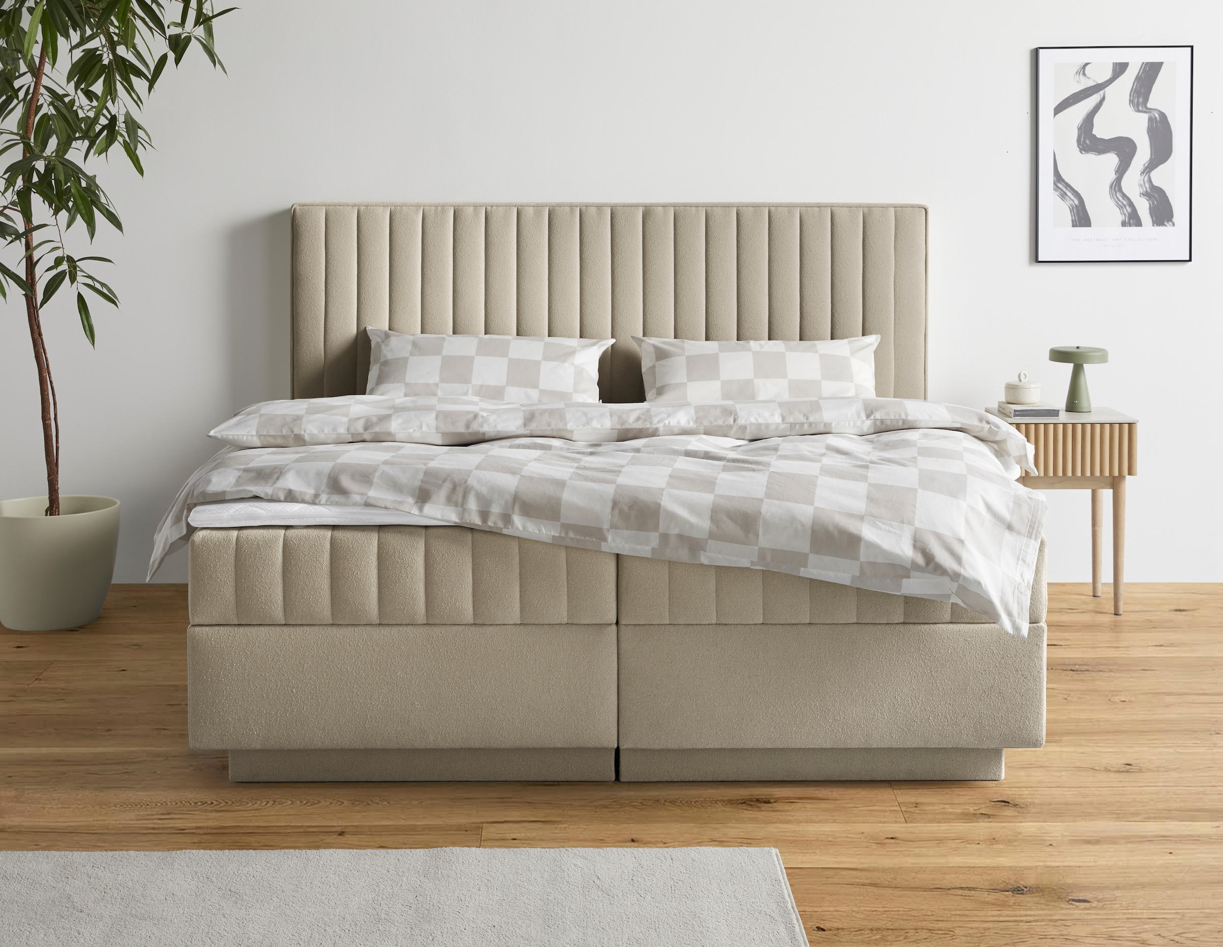 Boxbett HOMSY BY ANA JOHNSON "Moonio inkl. Bettkasten", beige, B:187cm L:214cm, Komplettbetten, erhältlich in verschiedenen Breiten und Härtegraden 8