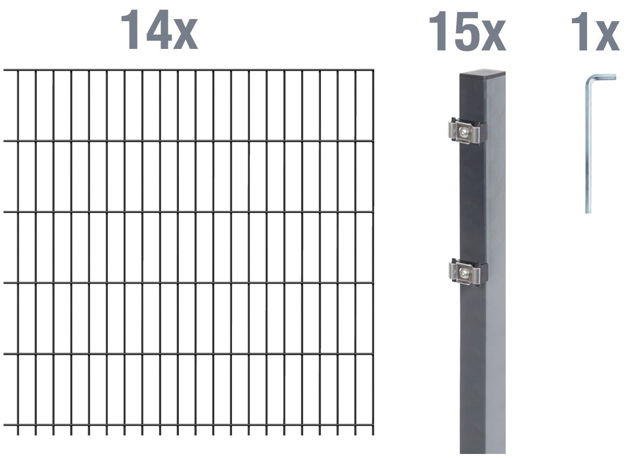 Alberts Doppelstabmattenzaun "Grundset", Höhe: 80-160 cm, Gesamtlänge: 4-30 m, zum Einbetonieren