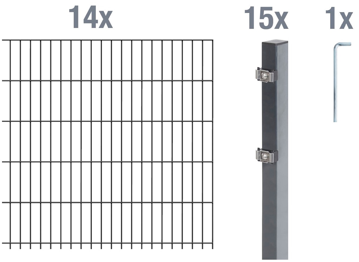 Alberts Doppelstabmattenzaun "Grundset" Höhe: 80-200 cm, Gesamtlänge: 4-30 m, zum Einbetonieren
