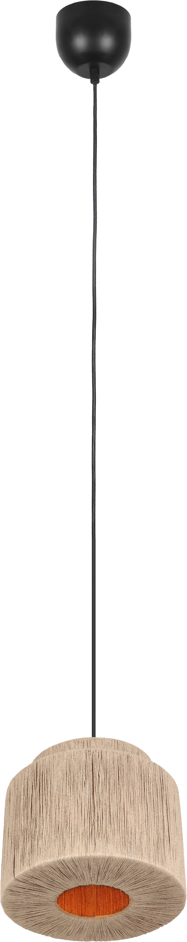 TRIO Leuchten Pendelleuchte »SMILLA, runde Hängelampe mit Jute Lampenschirm Ø 31 cm Höhe 150cm« E27 1 Stk. warmweiß - kaltweiß exkl 1x E27 max 10W, Hängeleuchte Küche Schlafzimmer Esszimmer