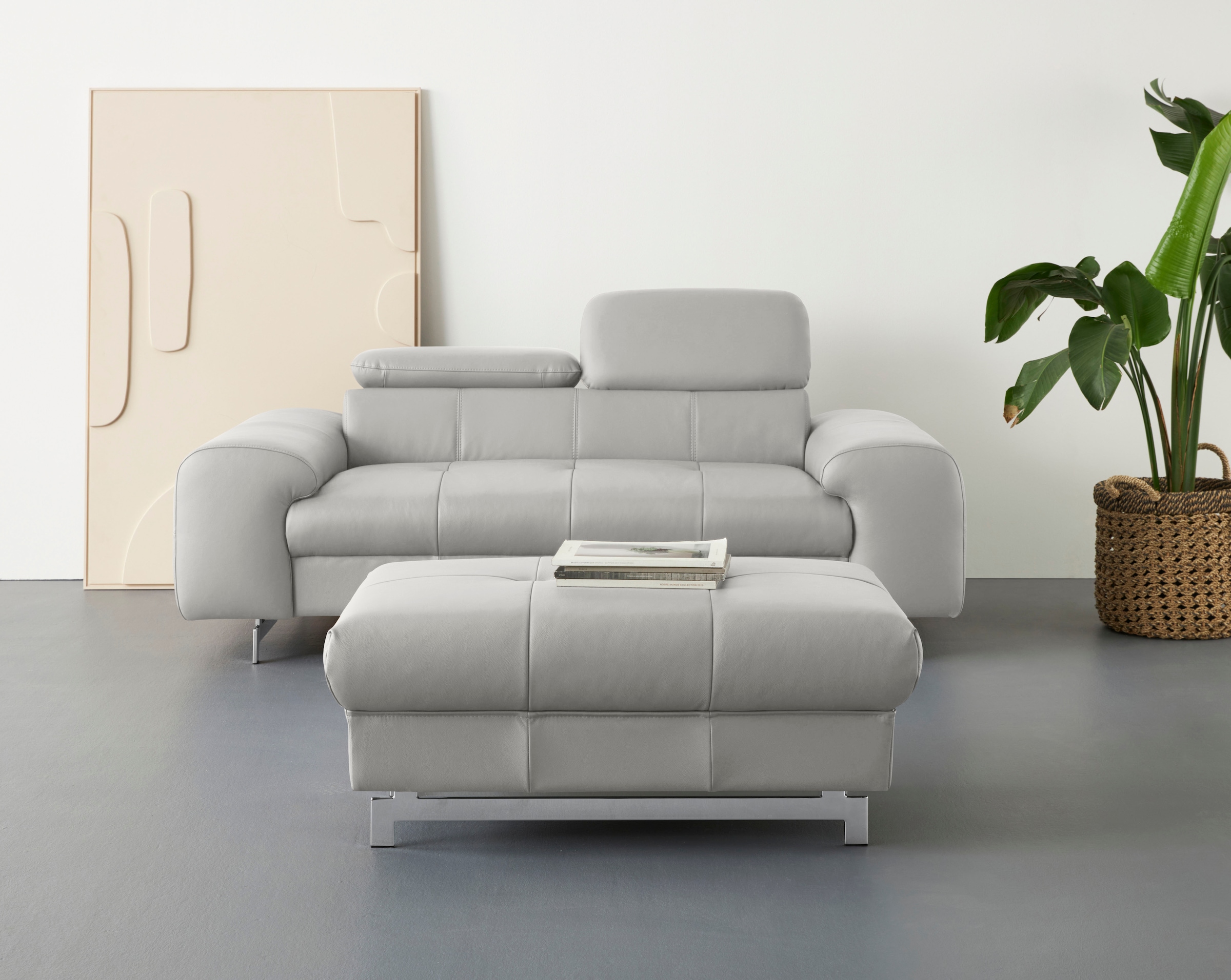 COTTA 2-Sitzer »Chef«, Big-Sofa mit Kopfteilverstellung, edle Metallkufen