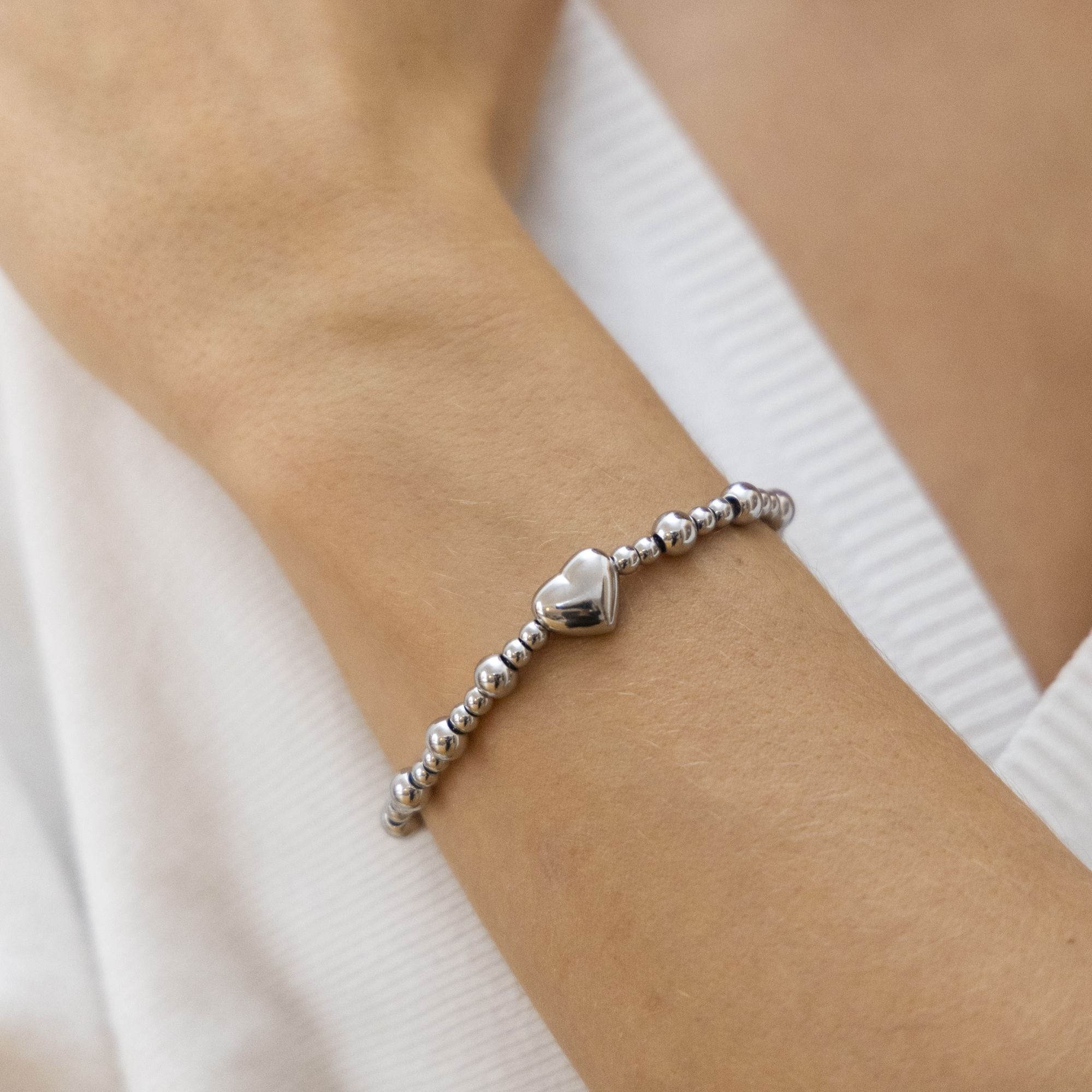 Zeeme Armband »Edelstahl Kugelarmband mit Herz«