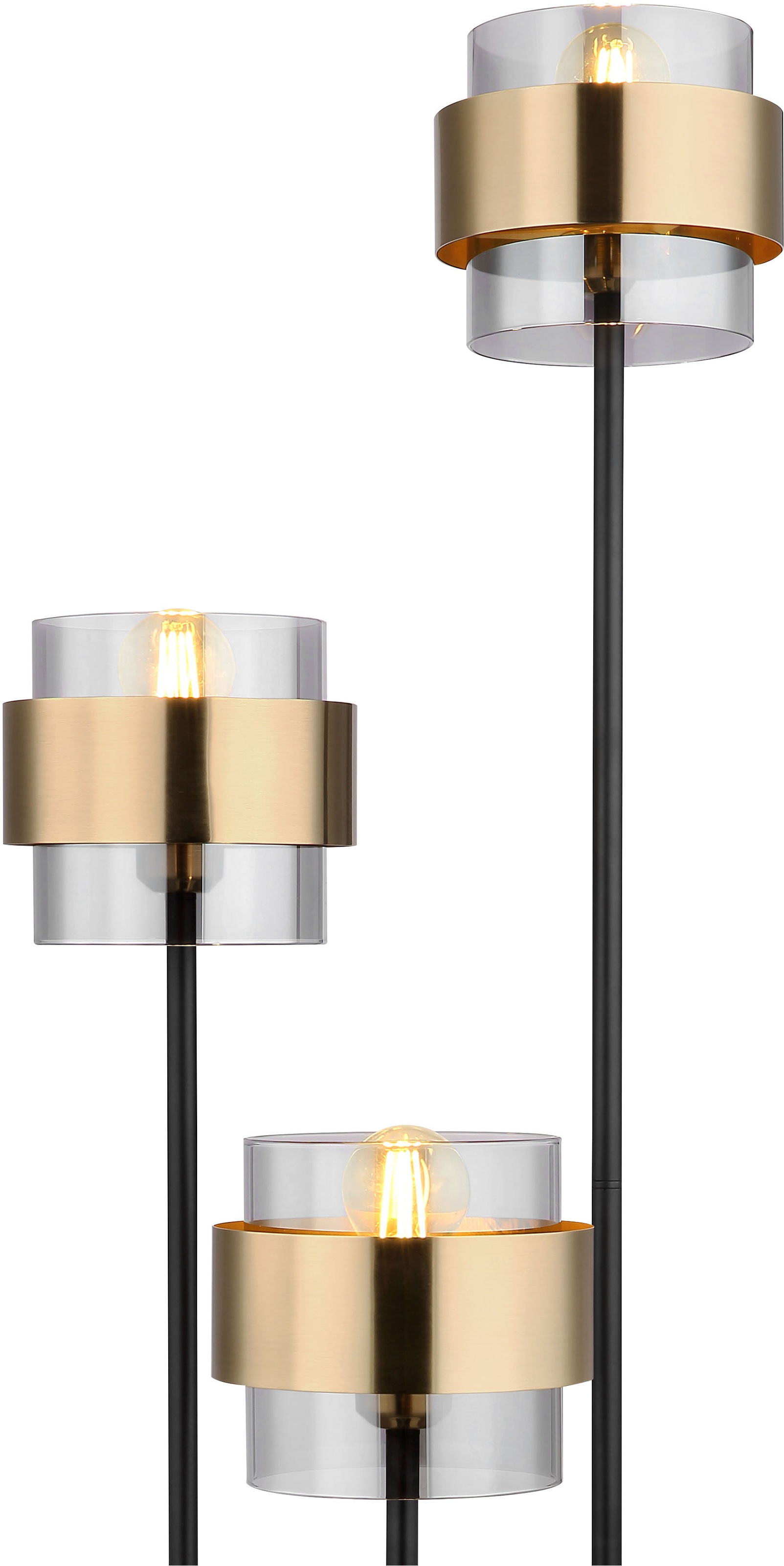 GLOBO LIGHTING Stehlampe »MILLEY«, Leuchtmittel E27 | ohne Leuchtmittel, Stehleuchte/Glas/Messingring/Wohnzimmer/Schlafzimmer/Flur