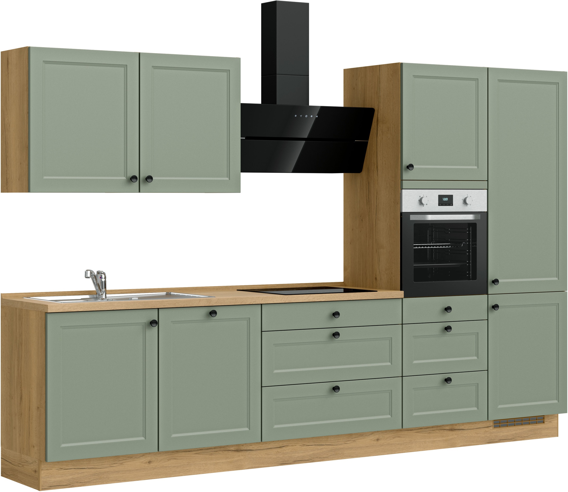 nobilia® Küchenzeile »"Cascada II"« vormontiert,  Ausrichtung wählbar, Breite 330 cm, wahlw. mit E-Geräten