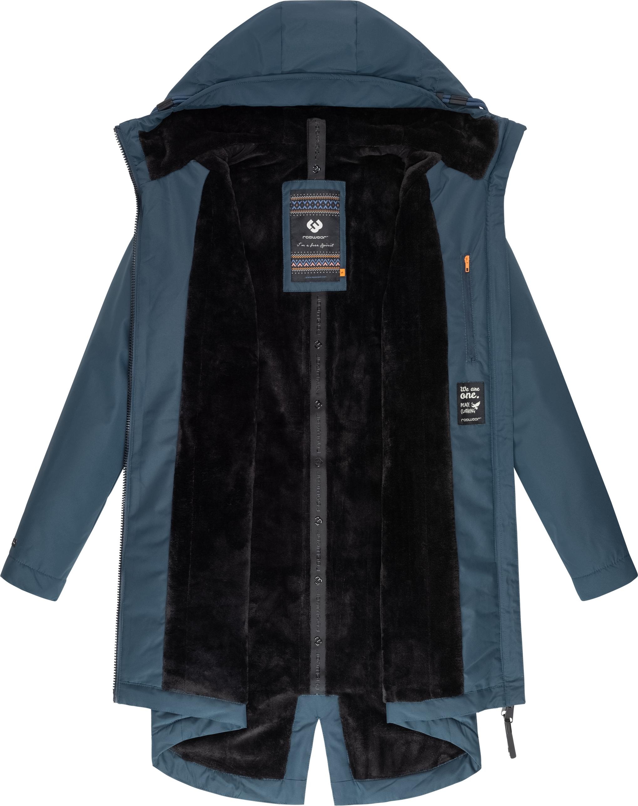 Ragwear Kurzmantel »Holstic«, Wasserdichter Damen Wintermantel mit Kunstfell am Kragen