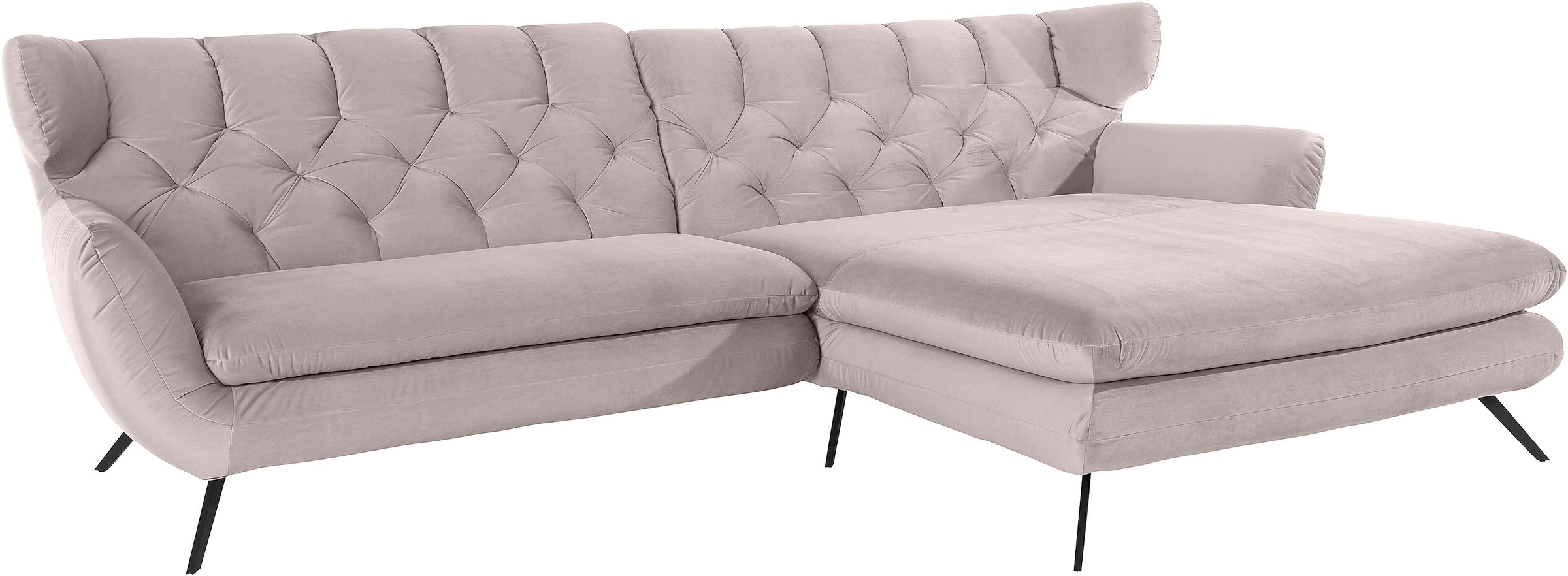 3C Candy Ecksofa »Beatrice Designsofa in moderner Retrooptik, bequem und extravagant«, mit Rückensteppung im Rautenmuster, Ohrenbacken Optik, L-Form