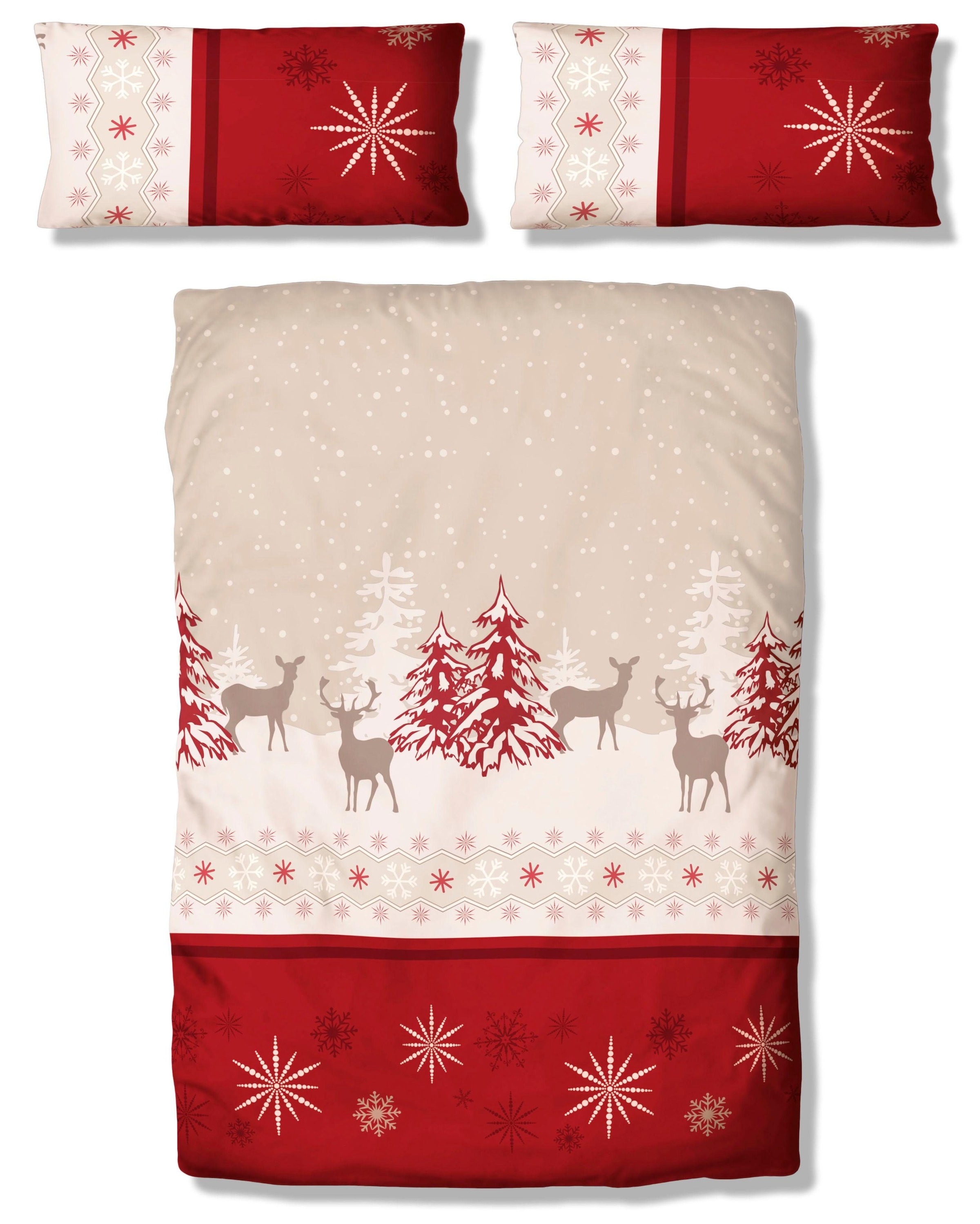 my home Bettwäsche »Venua Weihnachtsdesign, in Qualitäten Linon (kühlend) + Biber (wärmend), nachhaltige 100% Baumwolle, unterstützt Cotton made in Afrika + STANDARD 100 by OEKO-TEX® zertifiziert«, (2 tlg.)