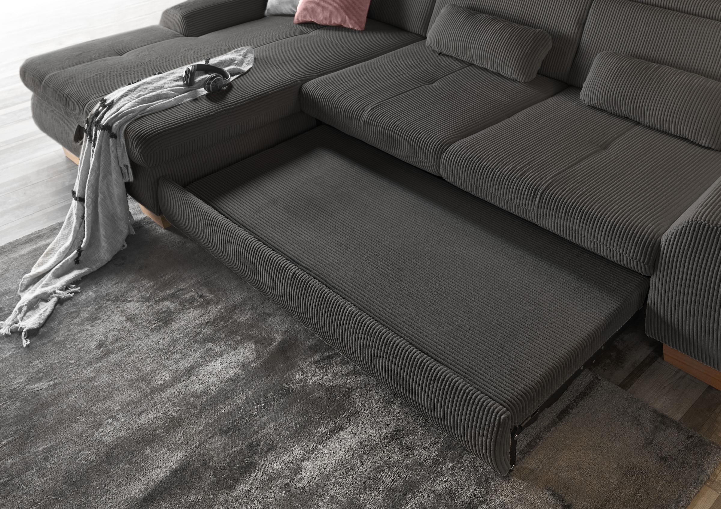 set one by Musterring Ecksofa »SO 3400«, mit Canape und verschiedenen Funktionen, Kaltschaum, B307 x T195 cm