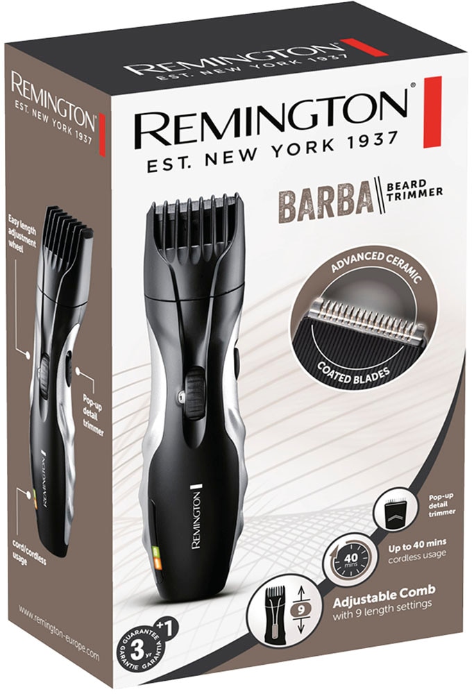 Remington Bartschneider »MB320C« 1 Aufsätze keramikbeschichtete Klingen, 9 Längeneinstellungen, Netz-/Akkubetrieb