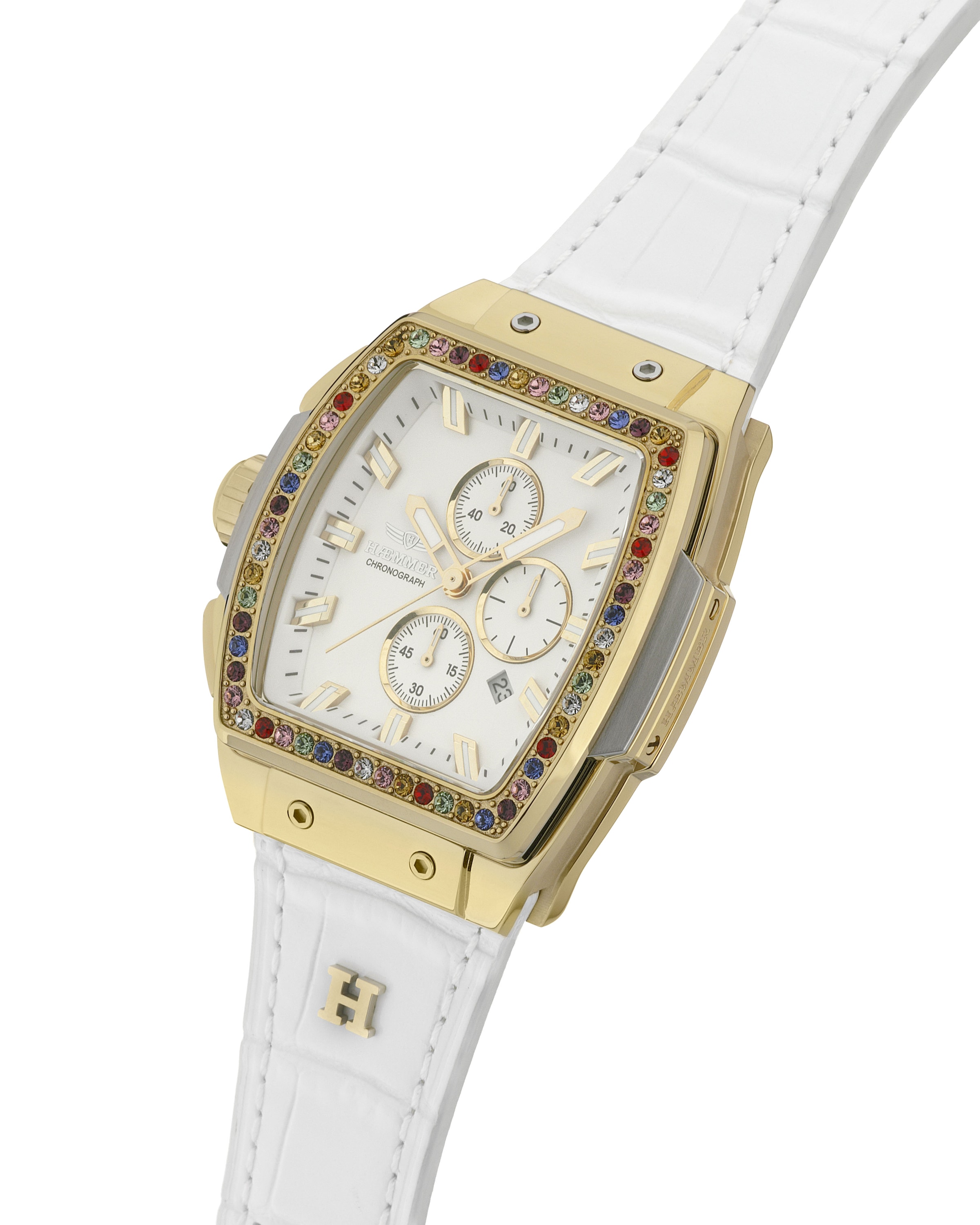HAEMMER GERMANY Chronograph »TONNEAU«, Quarzuhr, Armbanduhr, Damenuhr, Lederarmband, verschraubte Krone, Tag