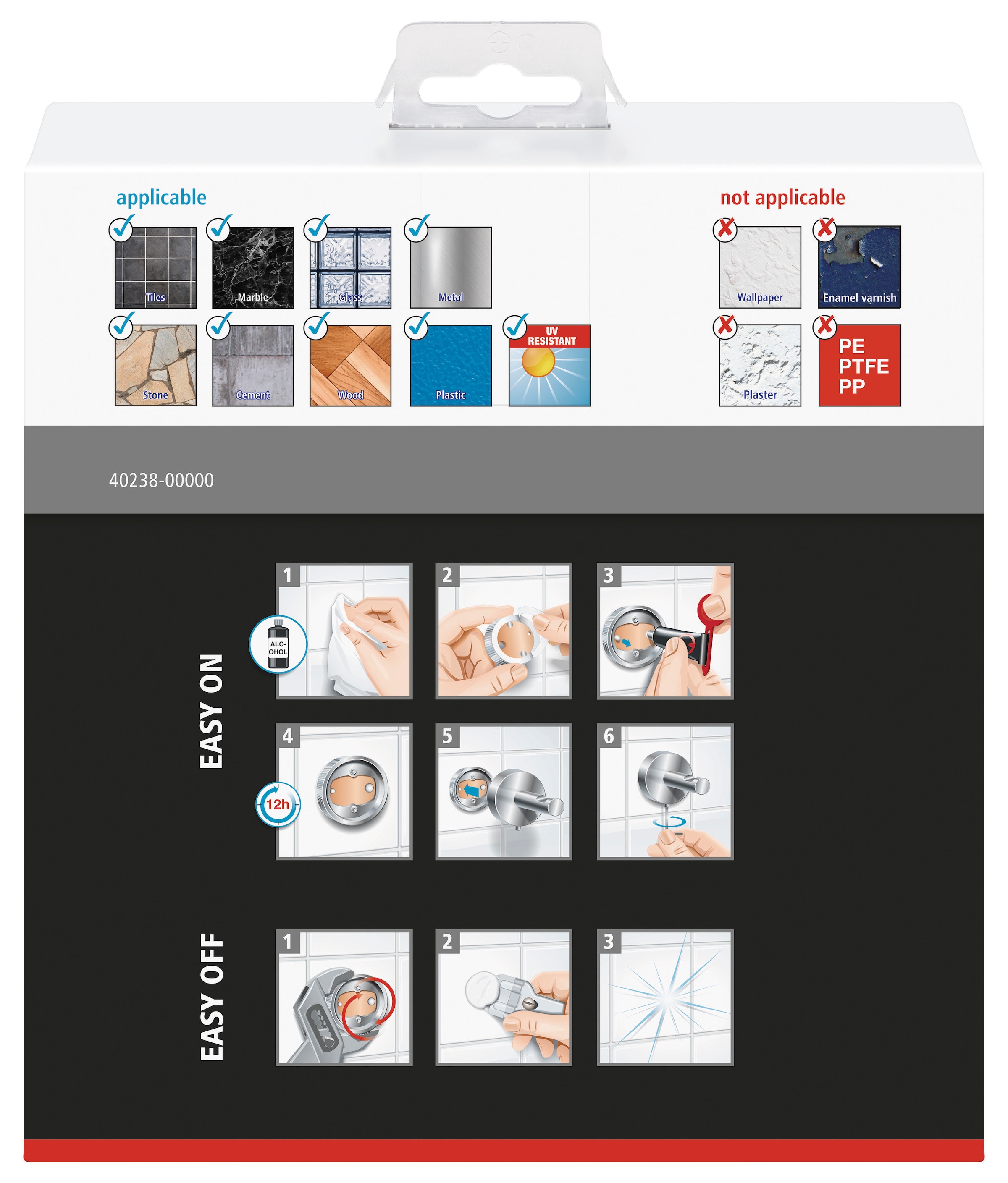 tesa Handtuchstange »EKKRO Badetuchstange ohne Bohren - 5 cm : 64,5 cm  : 6,0 cm« selbstklebende Handtuchhalterung - chrom - silber glänzend