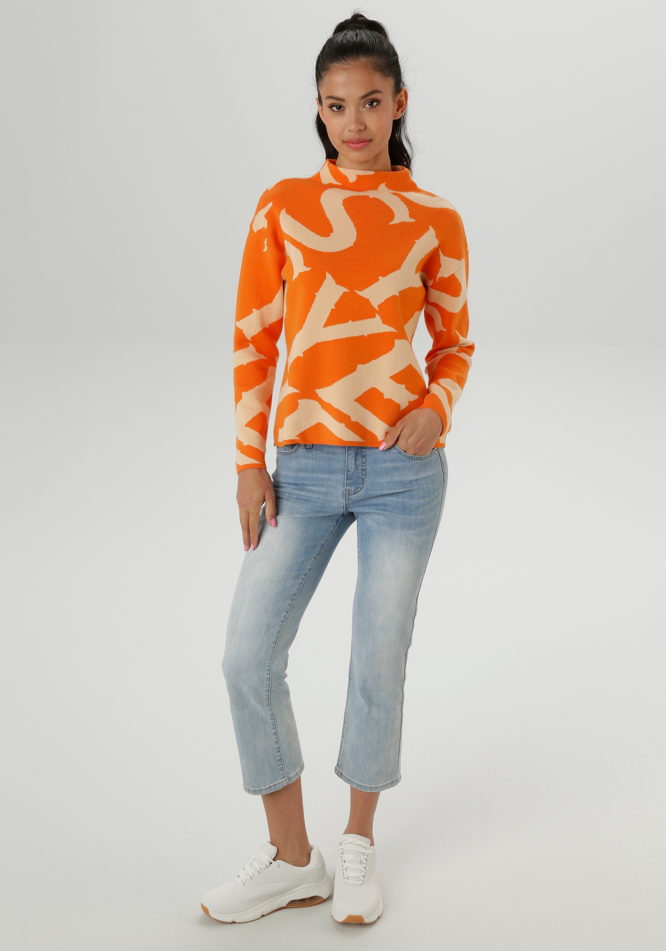 Aniston SELECTED Strickpullover, mit elegantem Jacquard-Muster - NEUE KOLLEKTION