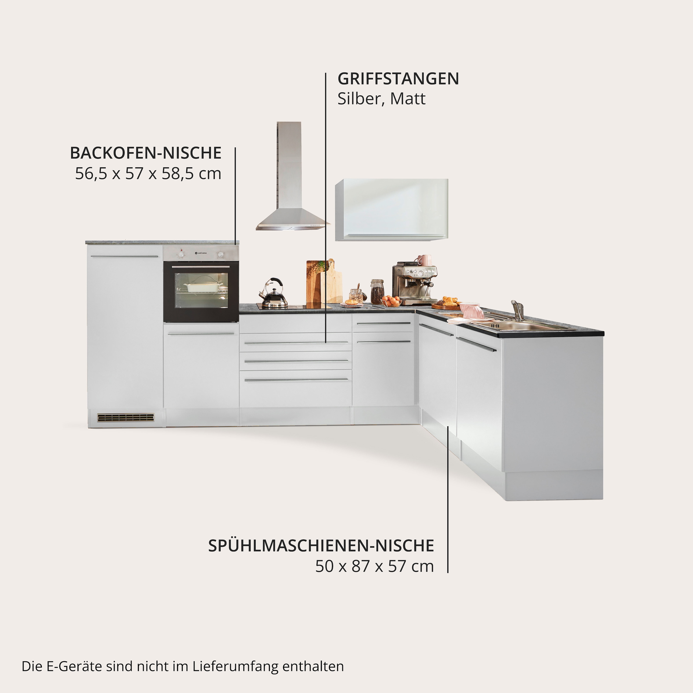 BASIC by Balculina Winkelküche »Jazz« Stellbreite 320/175 cm, wahlweise mit E-Geräten