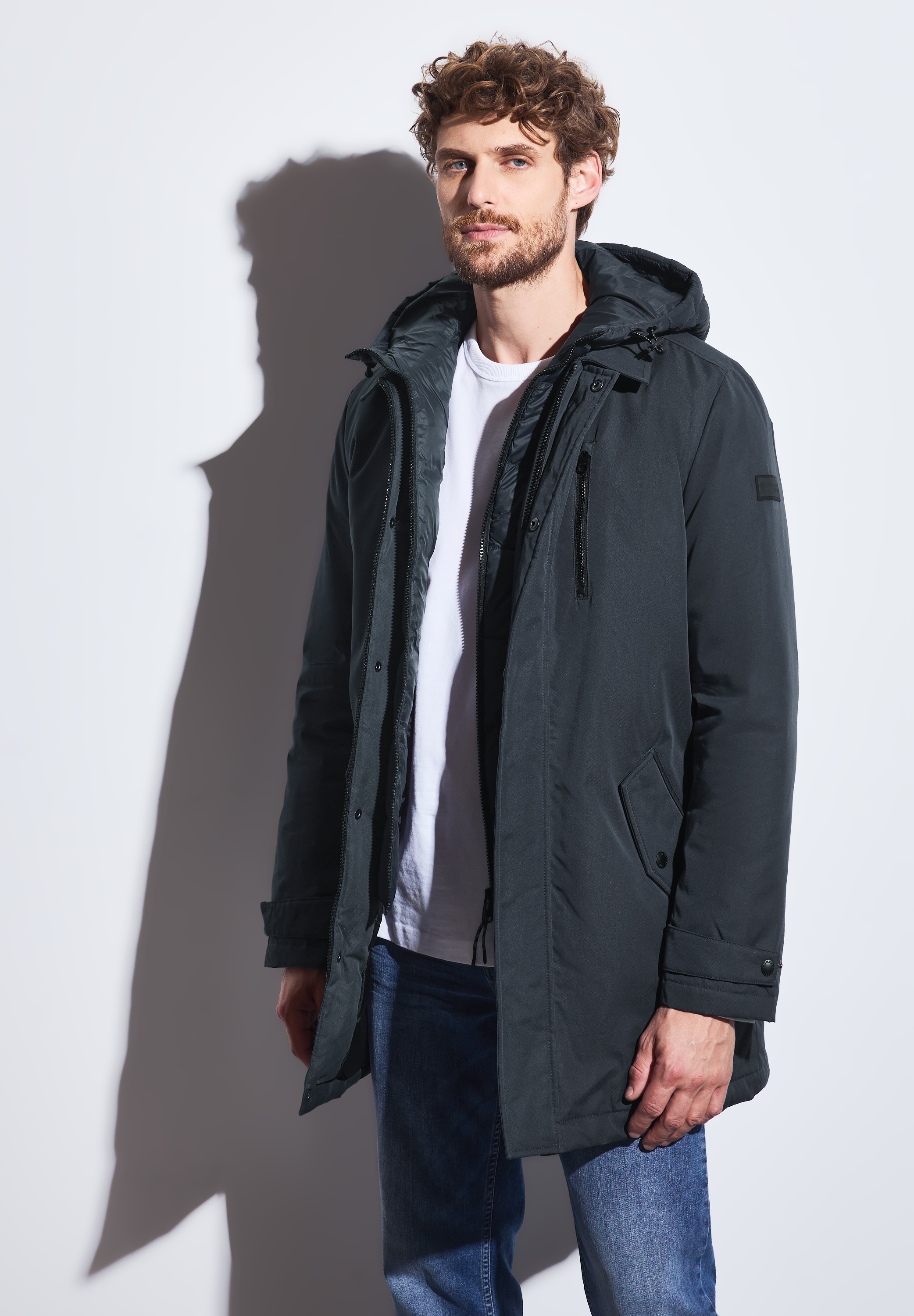 STREET ONE MEN Winterjacke, mit Kapuze, mit Kapuze günstig online kaufen
