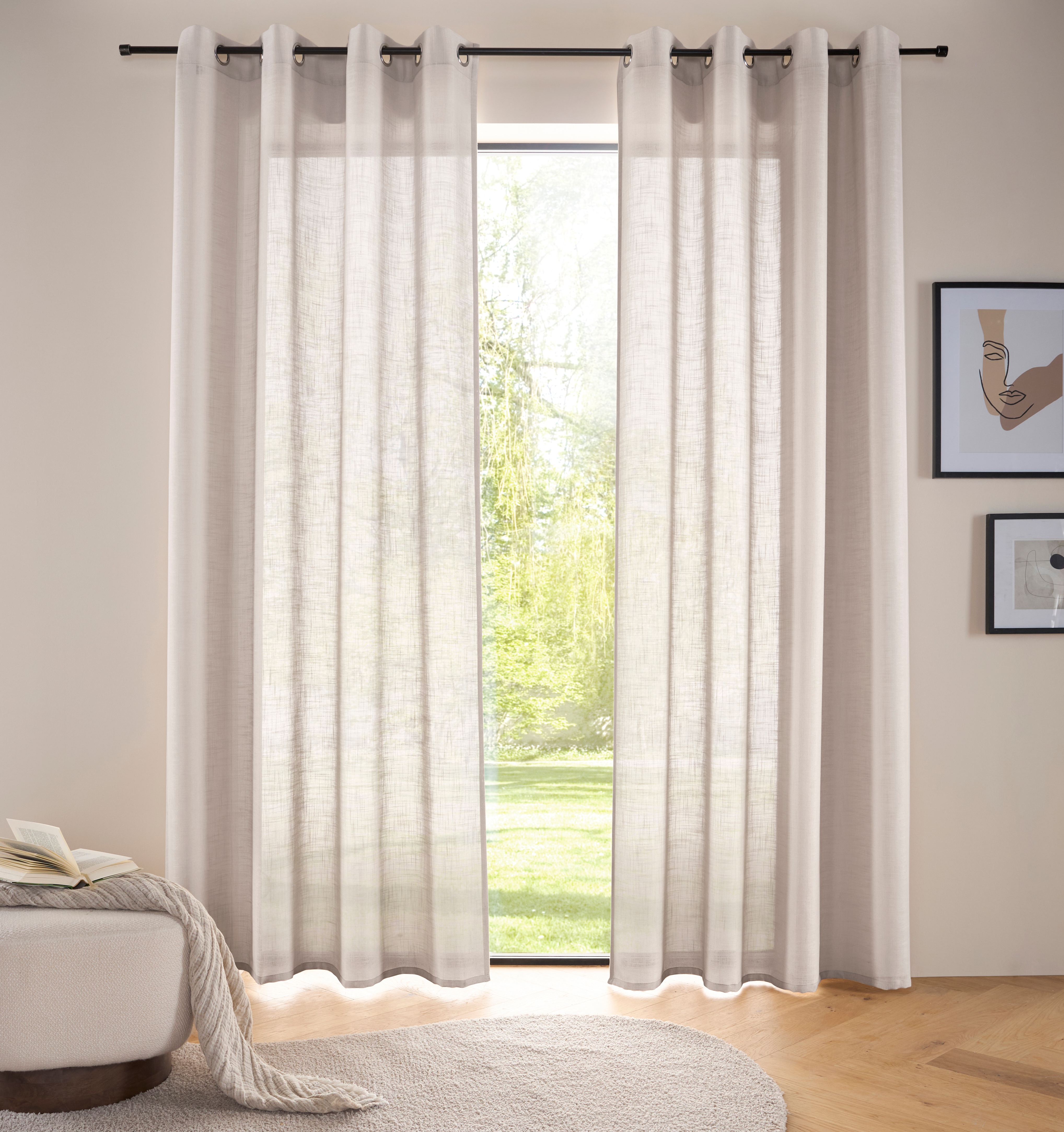 LeGer Home by Lena Gercke Gardine "Marusha" Ösen 2 Stk. tlg. Leinenoptik, Kundenliebling, Exklusiv, Wohnzimmer, Schlafzimmer