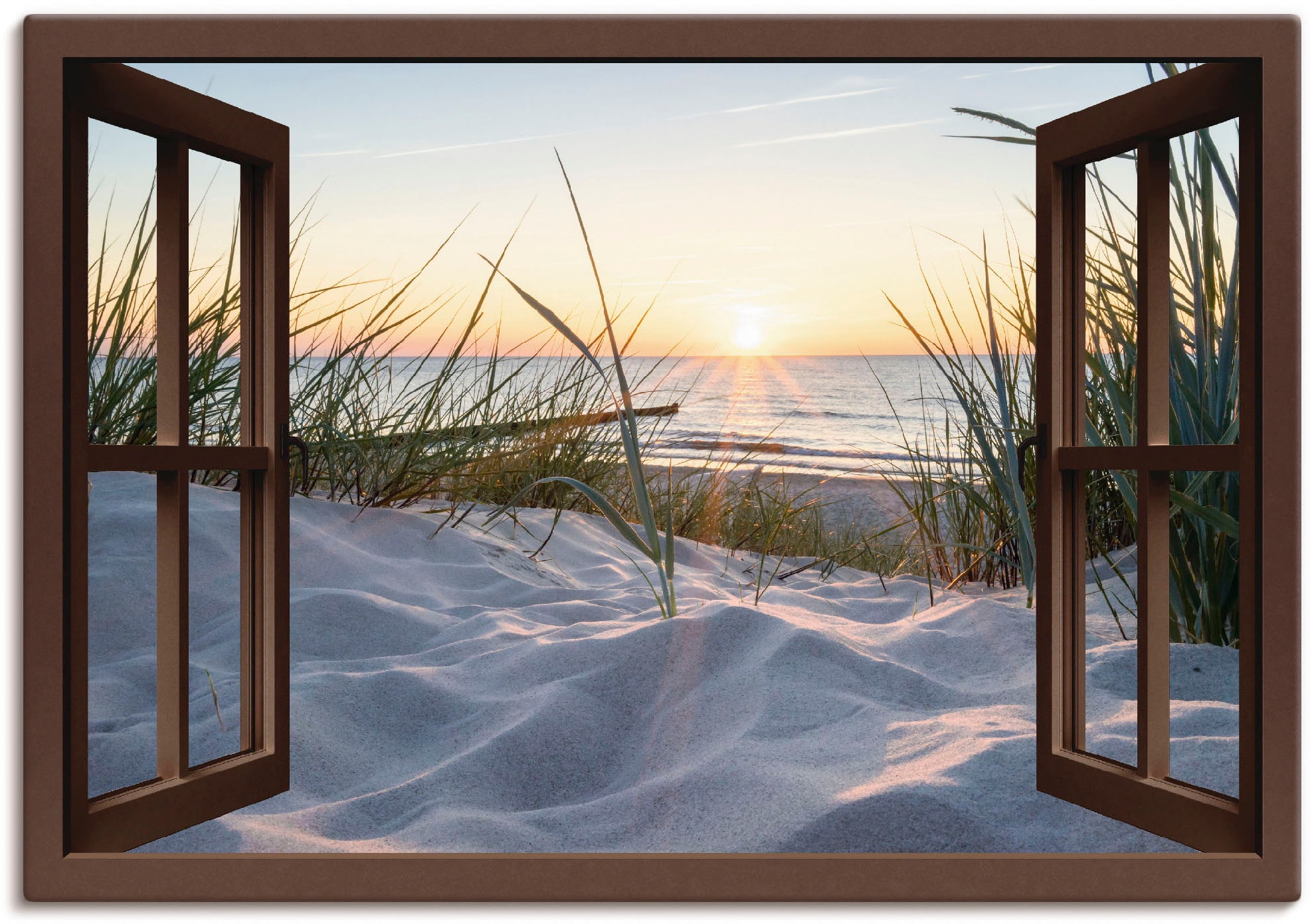 Artland Wandbild "Ostseestrand durchs Fenster", Meer Bilder, (1 St.), als Alubild, Outdoorbild, Leinwandbild, Wandaufkle