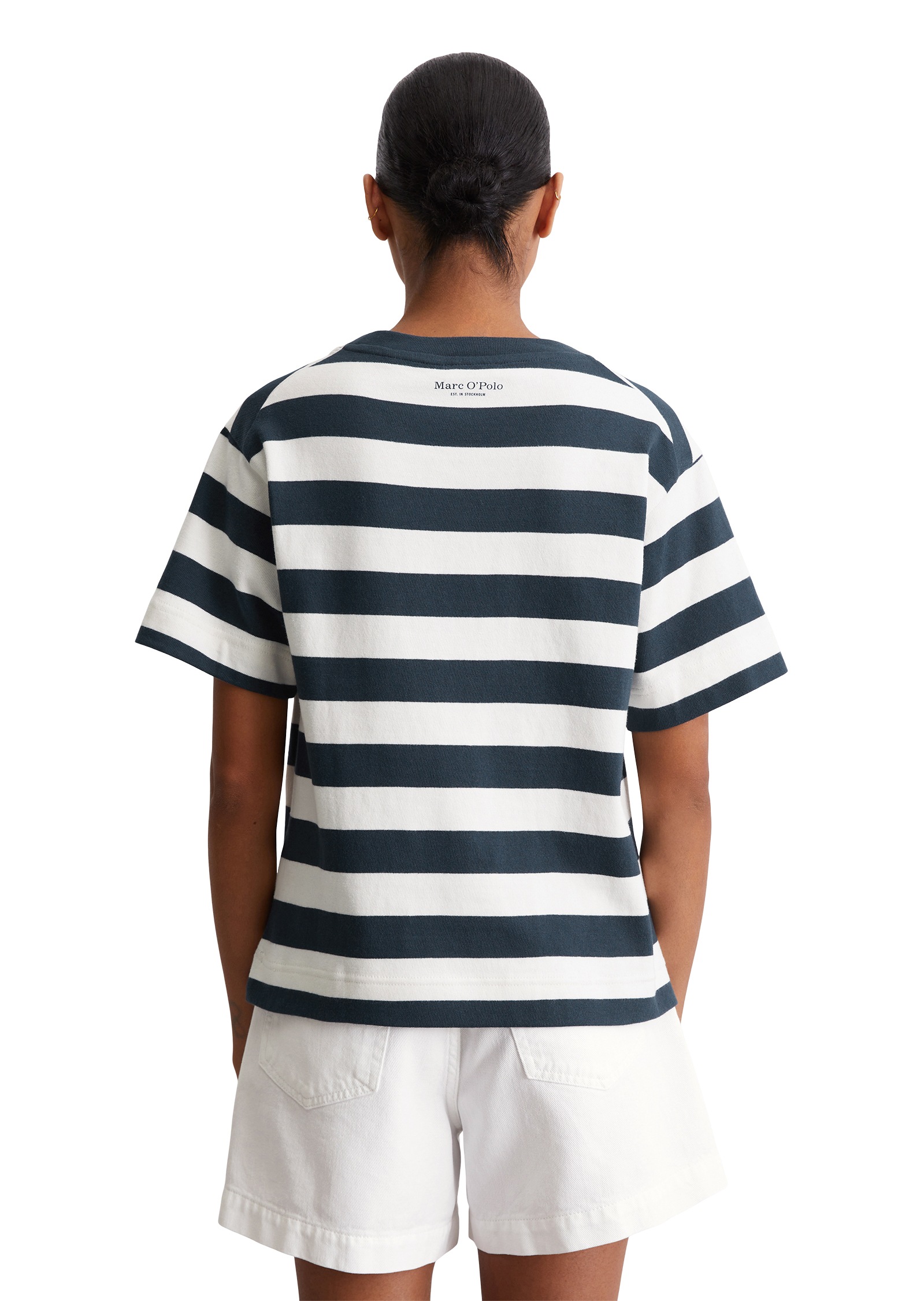 Marc OPolo T-Shirt, seitliche Schlitze, geringelt günstig online kaufen