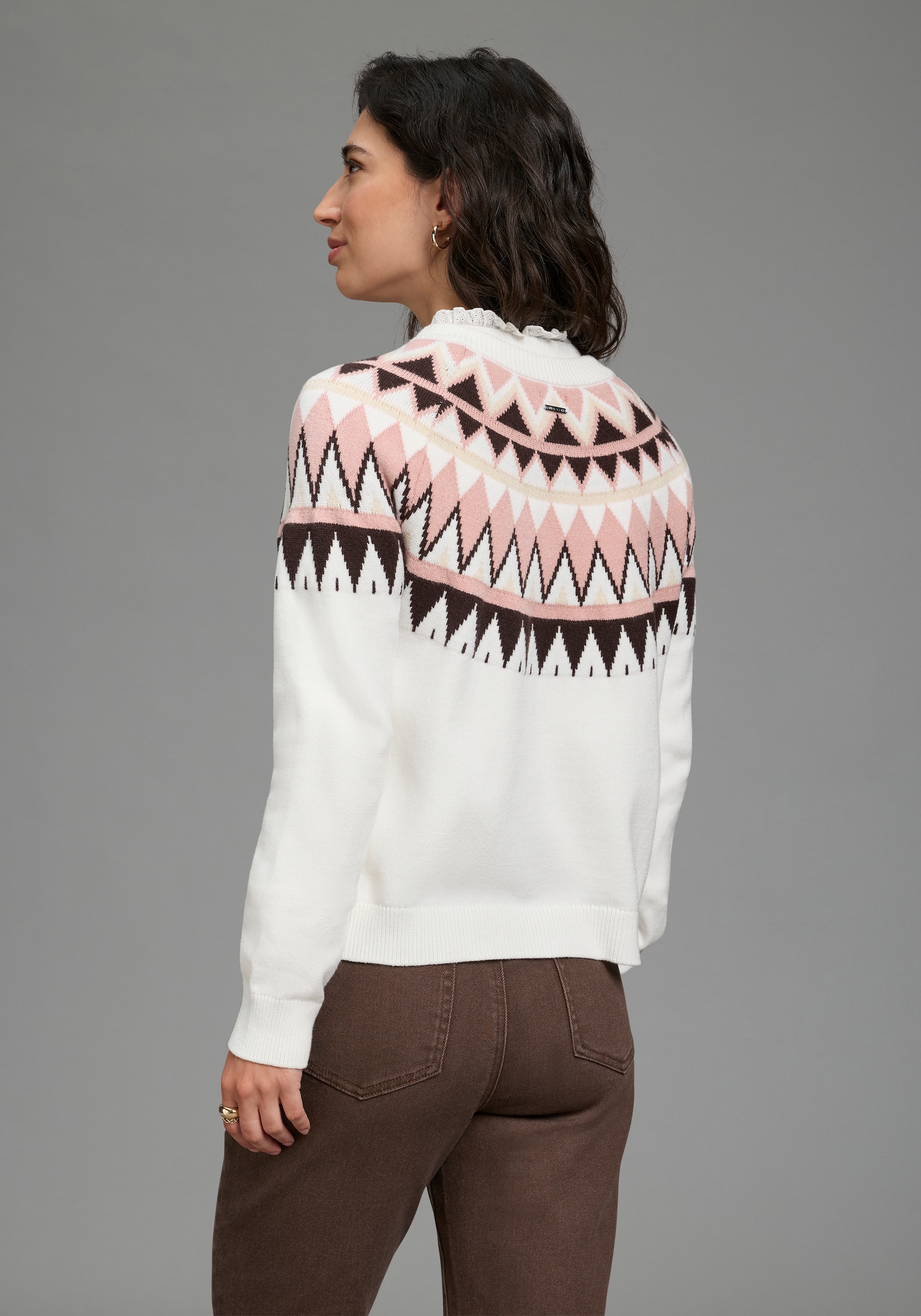 Laura Scott Strickjacke »mit femininem Norwegermuster« aus weicher Viskosemischung