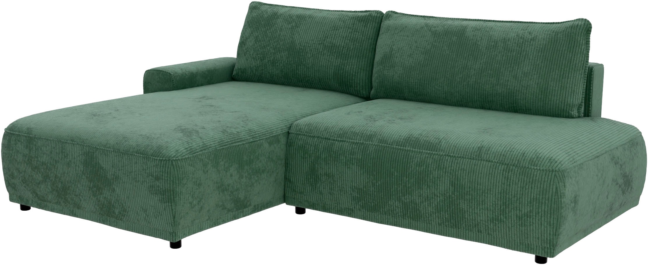 TRENDMANUFAKTUR Ecksofa »Fordon II, Schlafsofa mit Bettkasten, Couch in L-Form, Breite 250 cm«, in Cordstoff HYPER, dunkelgrün, Armlehne links