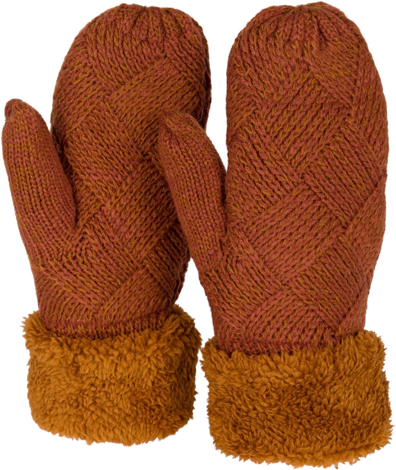 styleBREAKER Fäustlinge "Strickhandschuhe Fäustlinge mit Rauten Muster und Fleece" 1 Stk.