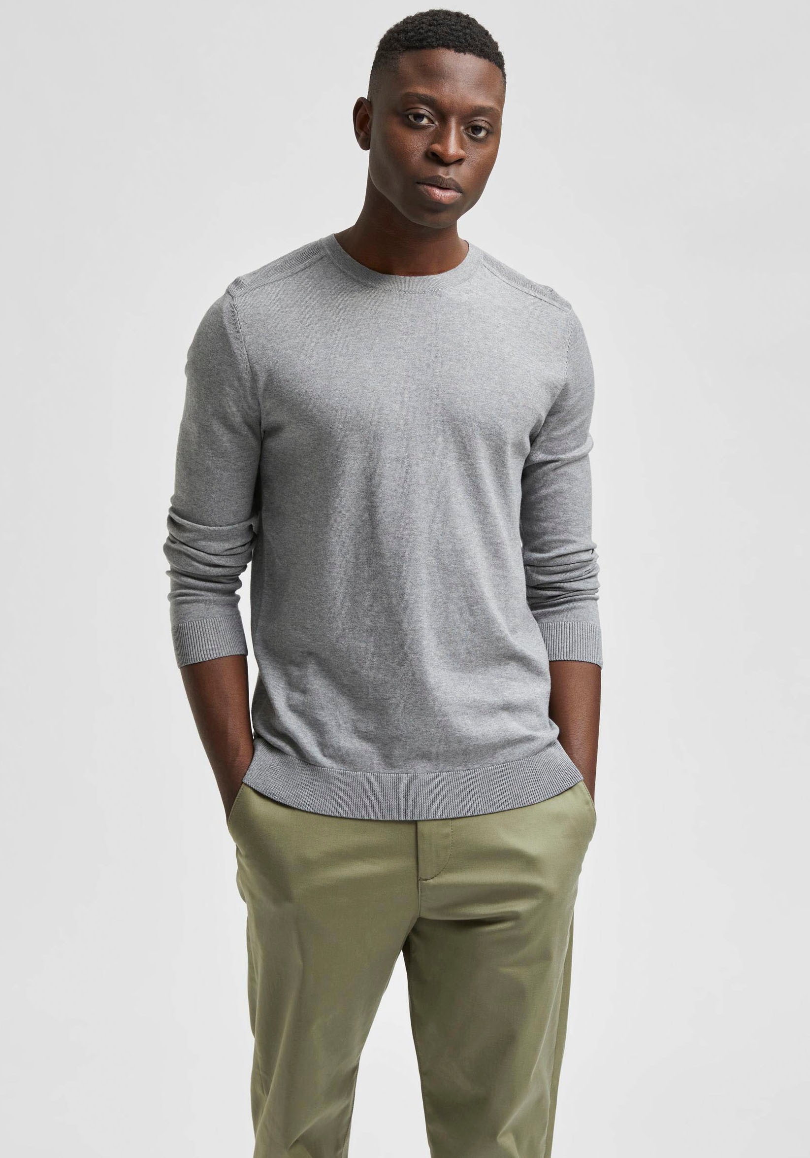 SELECTED HOMME Strickpullover »SLHBERG CREW NECK NOOS«