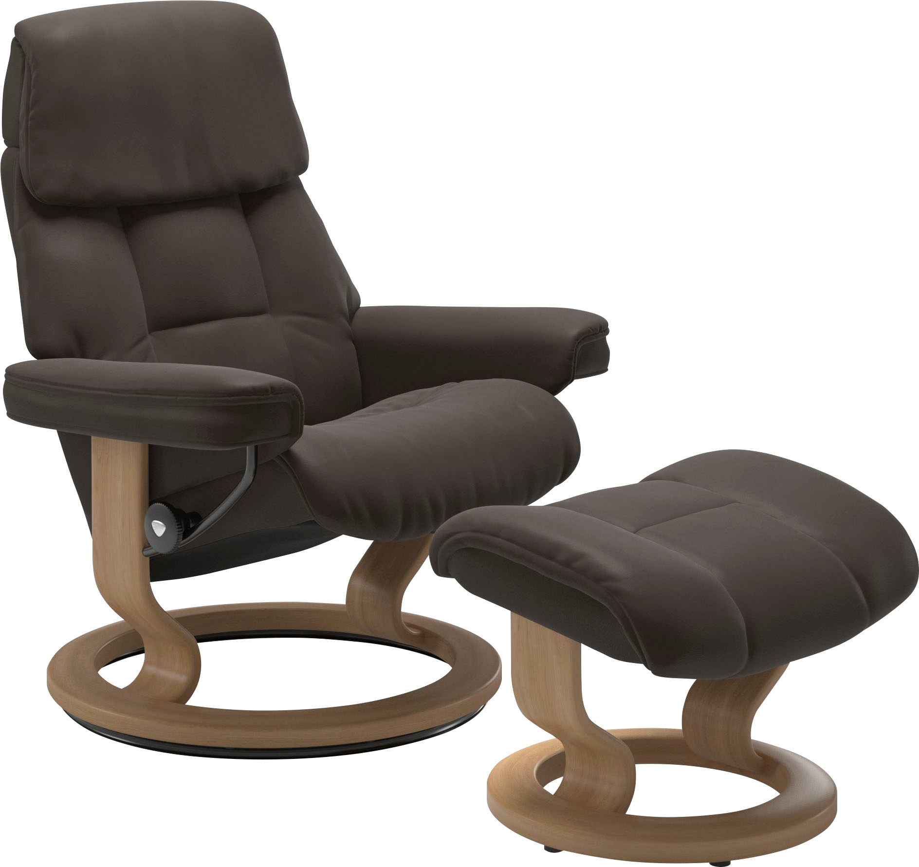 Stressless Relaxsessel "Ruby", (Set, Relaxsessel mit Hocker), mit Classic Base, Größe M, Gestell Eiche, Wenge, Braun & S