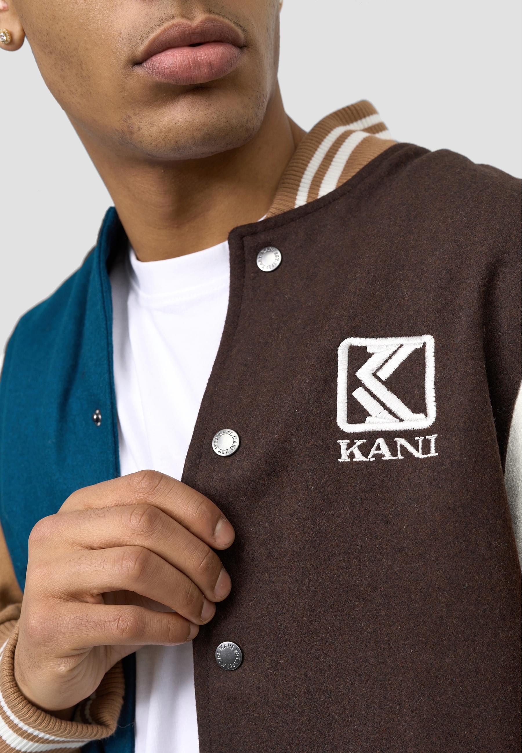 Karl Kani Allwetterjacke »Karl Kani Herren KM213-069-1 OG Block Wool Blend College Jacket«, (1 St.), ohne Kapuze