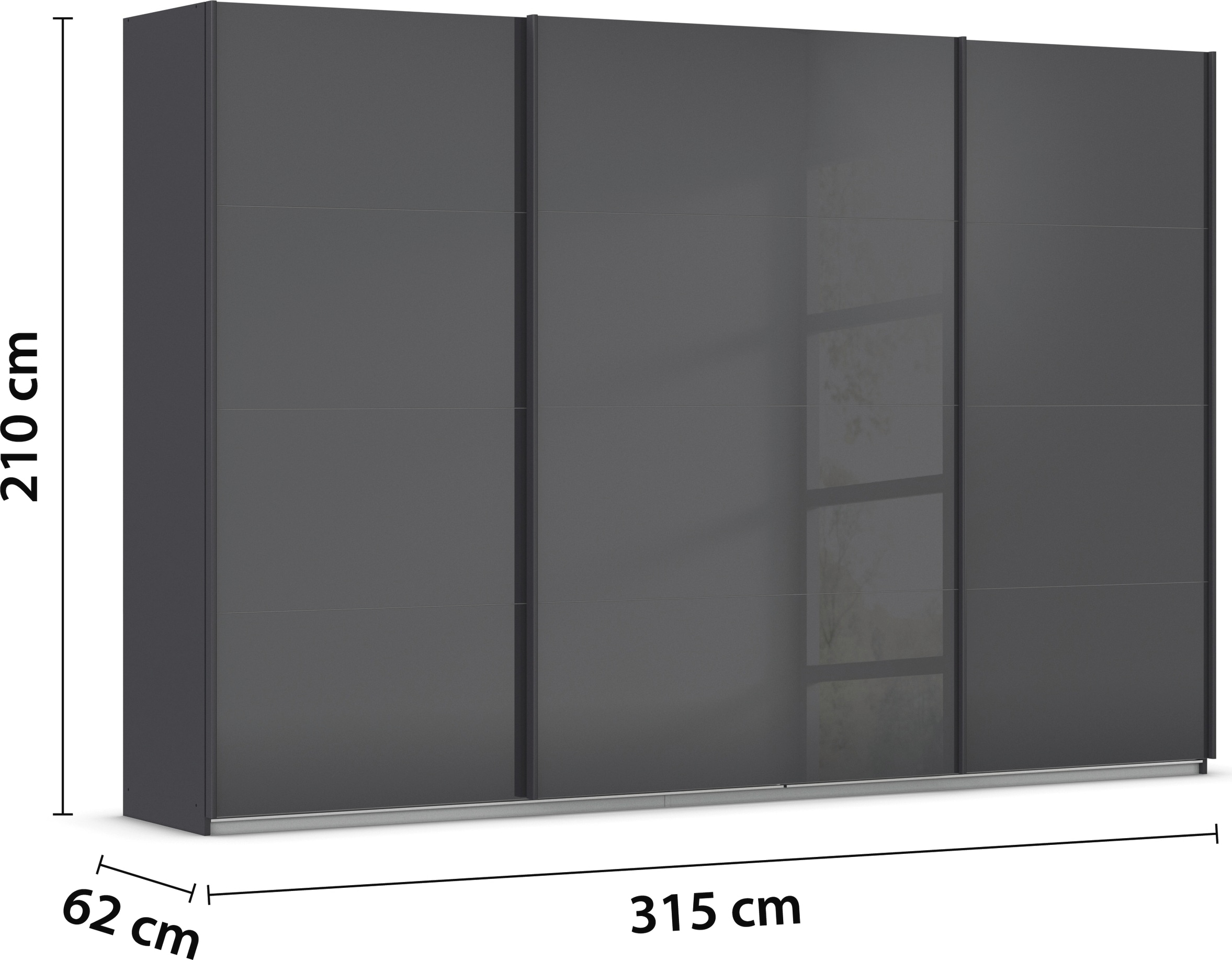 rauch Schwebetürenschrank »Kleiderschrank Schrank Garderobe AGORDO mit Glasfront«, durchdachte Innenausstattung, in 4 Breiten und 2 Höhen MADE IN GERMANY