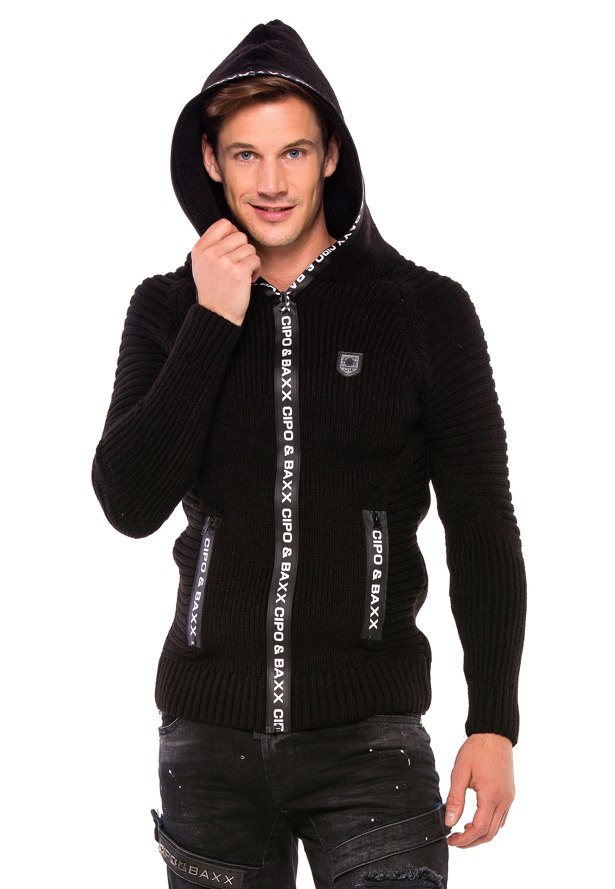 Cipo & Baxx Sweatjacke, mit Markendruck