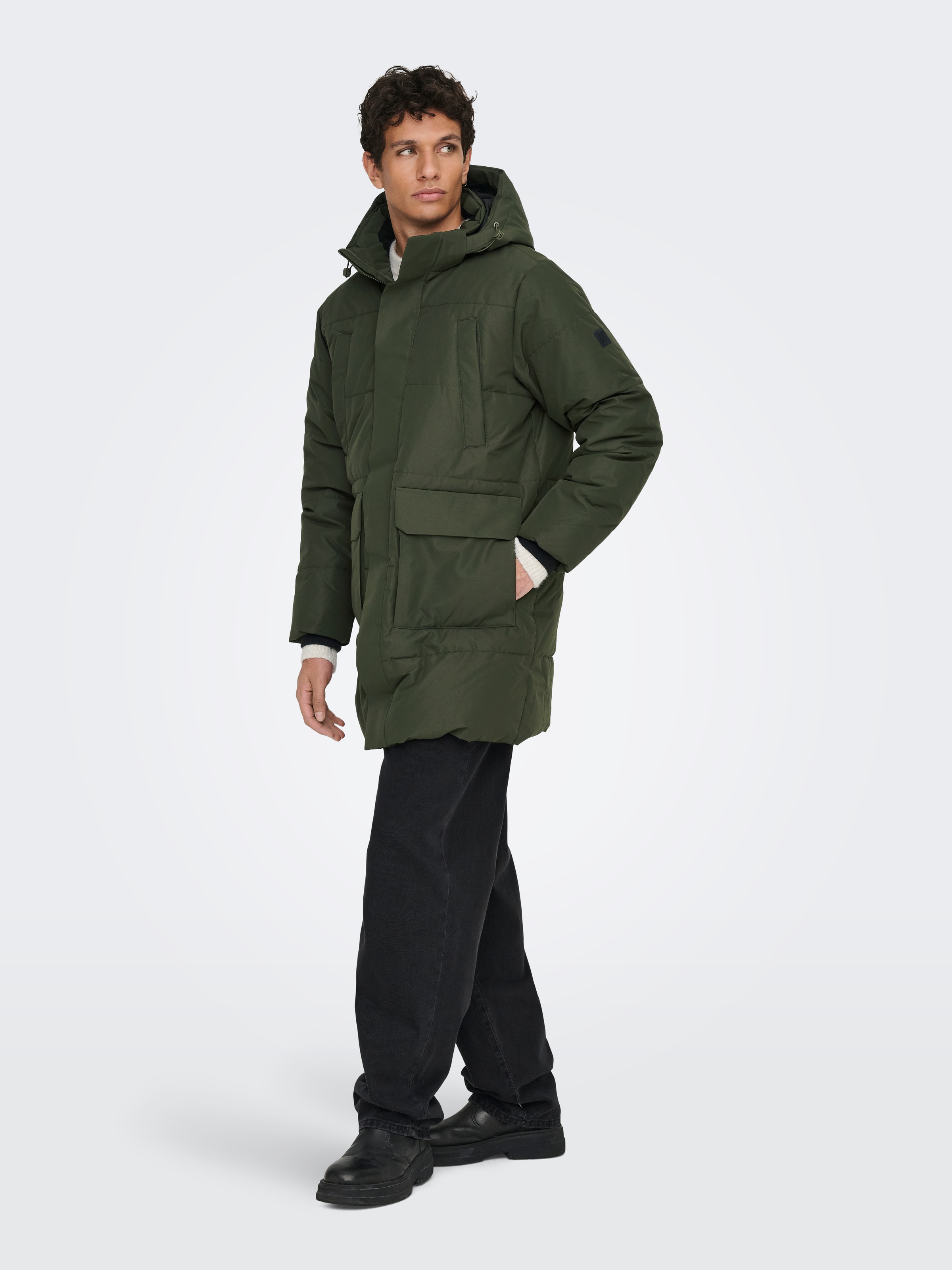 Parka ONLY & SONS "ONSCAM PARKA OTW", Herren, Gr. XL, forest night, Web, Obermaterial: 100% Polyester, unifarben, Windstopperbündchen, Jacken Parka 3