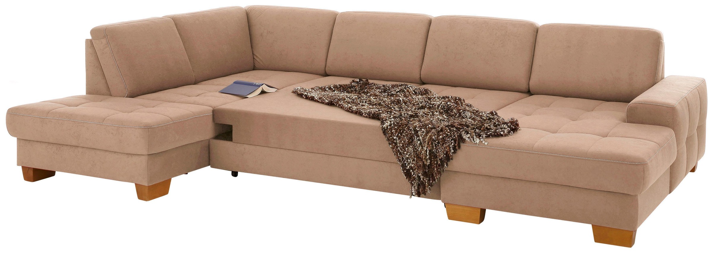 Wohnlandschaft HOME AFFAIRE "Puccini U-Form", braun, B:340cm H:86cm T:224cm, Luxus-Microfaser (100% Polyester);Luxus-Microfaser ALTARA NUBUCK (100% Polyester);Luxus-Microfaser Lederoptik (100% Polyester), Sofas, Wohnlandschaft, mit Federkern, Sitztiefenve 9
