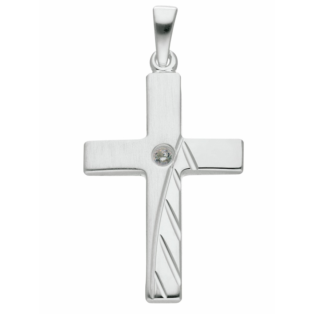 Adelia´s Kettenanhänger »925 Silber Kreuz Anhänger mit Zirkonia«