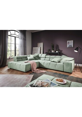 Ecksofa »Ancona incl. Kopfteilverstellung, Zierkissen Breite 319cm, L-Form«