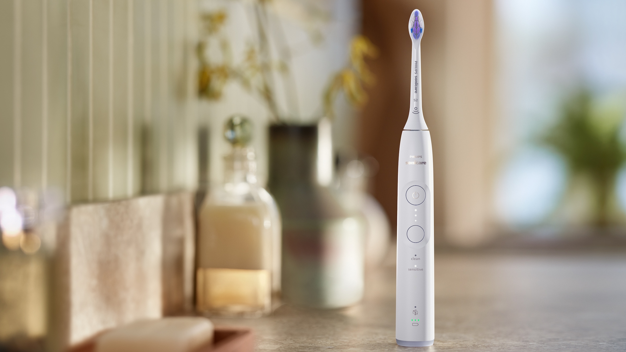 Philips Sonicare Elektrische Zahnbürste »Series 6100 HX7400/01«, 1 St. Aufsteckbürsten, mit visueller Andruckkontrolle, 5 Putzeinstellungen, inkl. Ladegerät