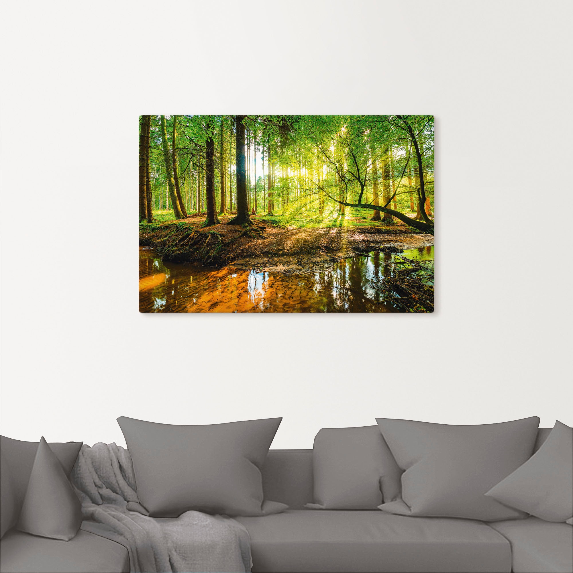 Artland Wandbild »Wald mit Bach«, Wald, (1 St.), als Alubild, Outdoorbild, Leinwandbild, Poster, Wandaufkleber
