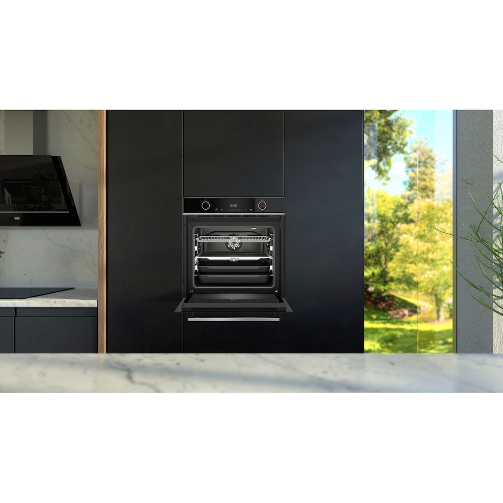 BEKO Einbaubackofen »BBVM13400XDS«, BBVM13400XDS, mit 2-fach-Teleskopauszug, SteamShine, Split&Cook