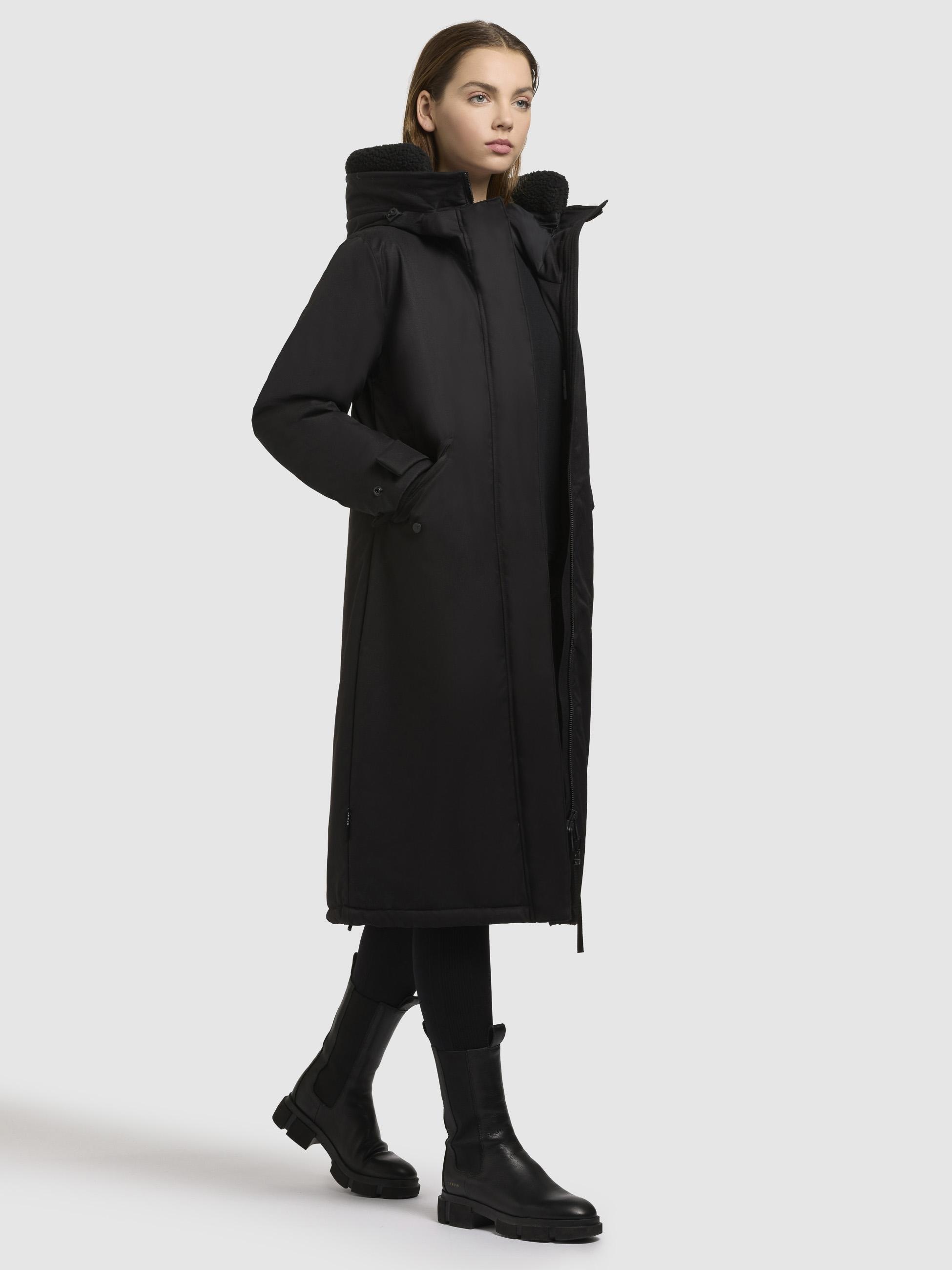 khujo Wintermantel »Agneta-YM« Langer Damen Mantel mit weichem Teddyfleece an der Kapuze